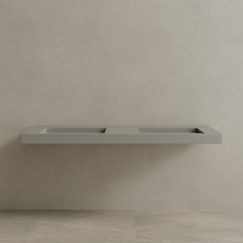 70" Floating Stone Resin Vanity Top with Double Sink