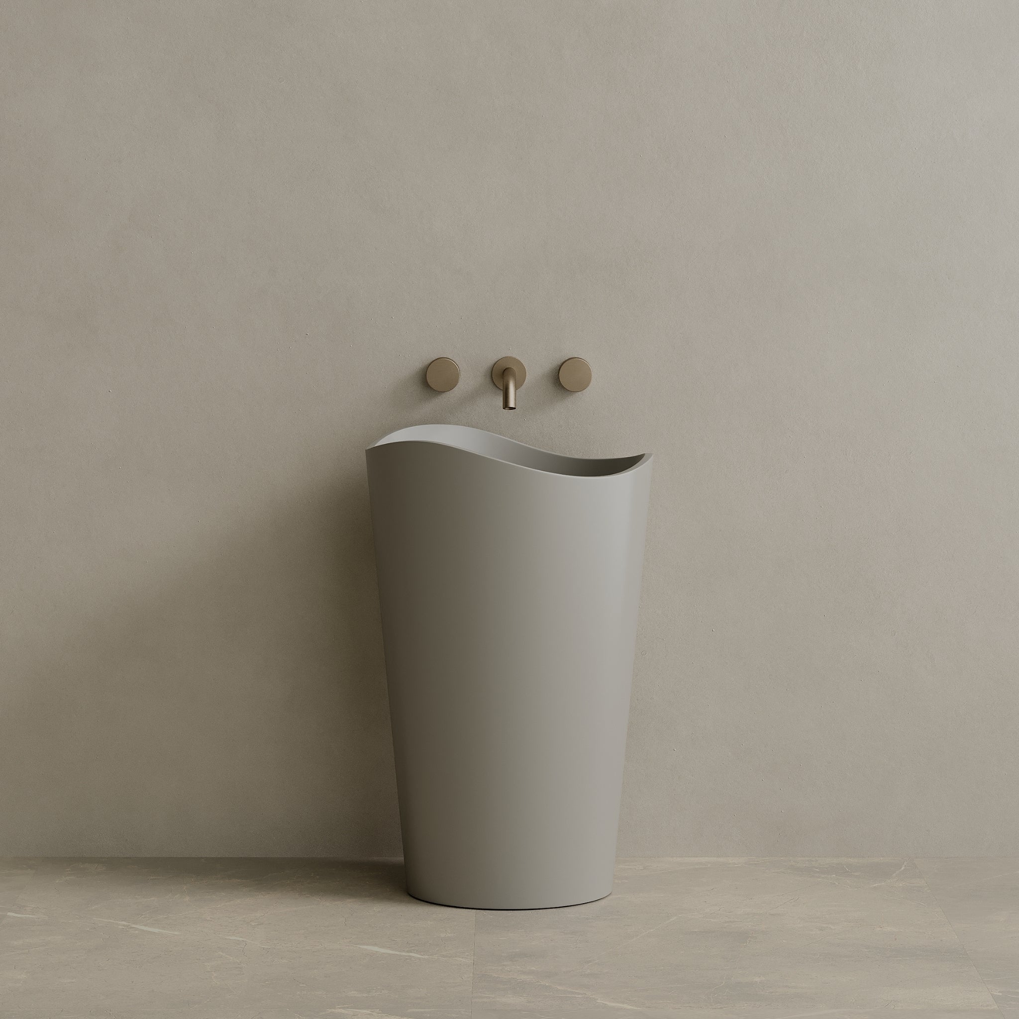 23" x 36" Solid Surface Stone Resin Round Pedestal Sink