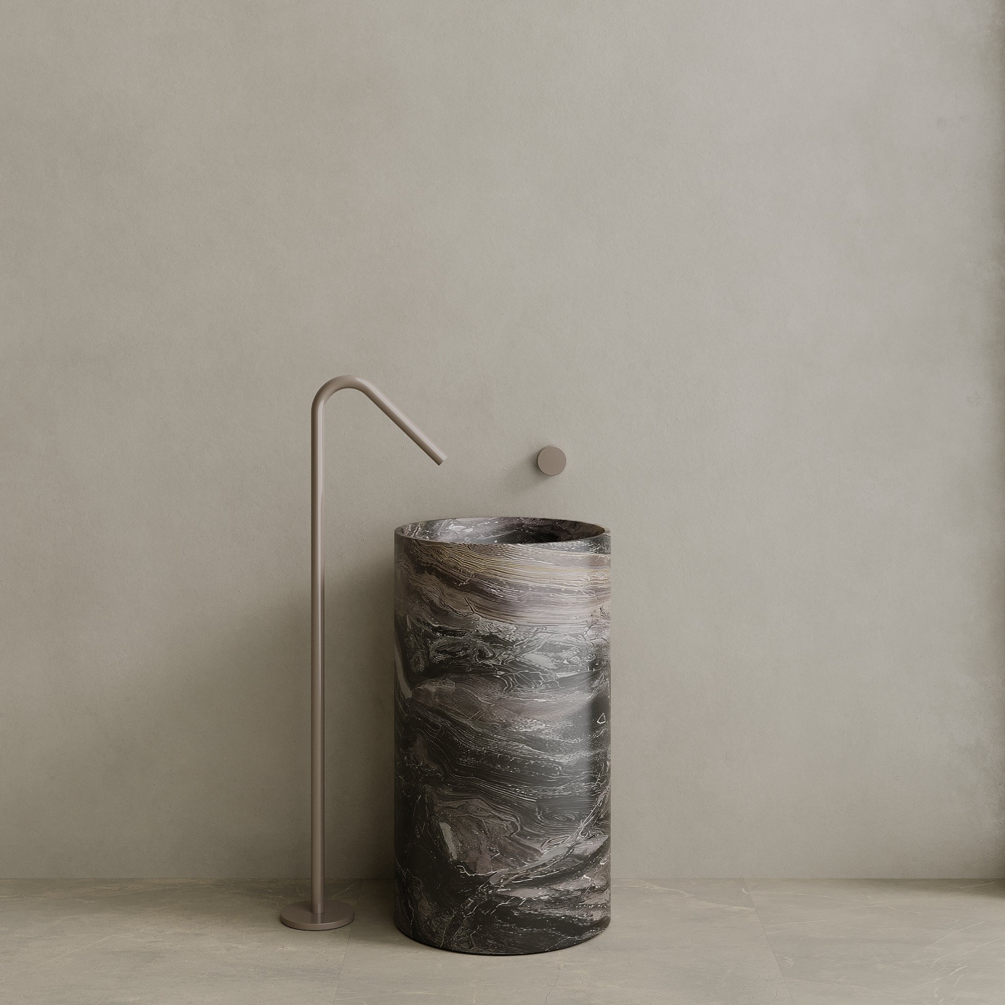 Orbita Handcrafted Stone Pedestal Sink