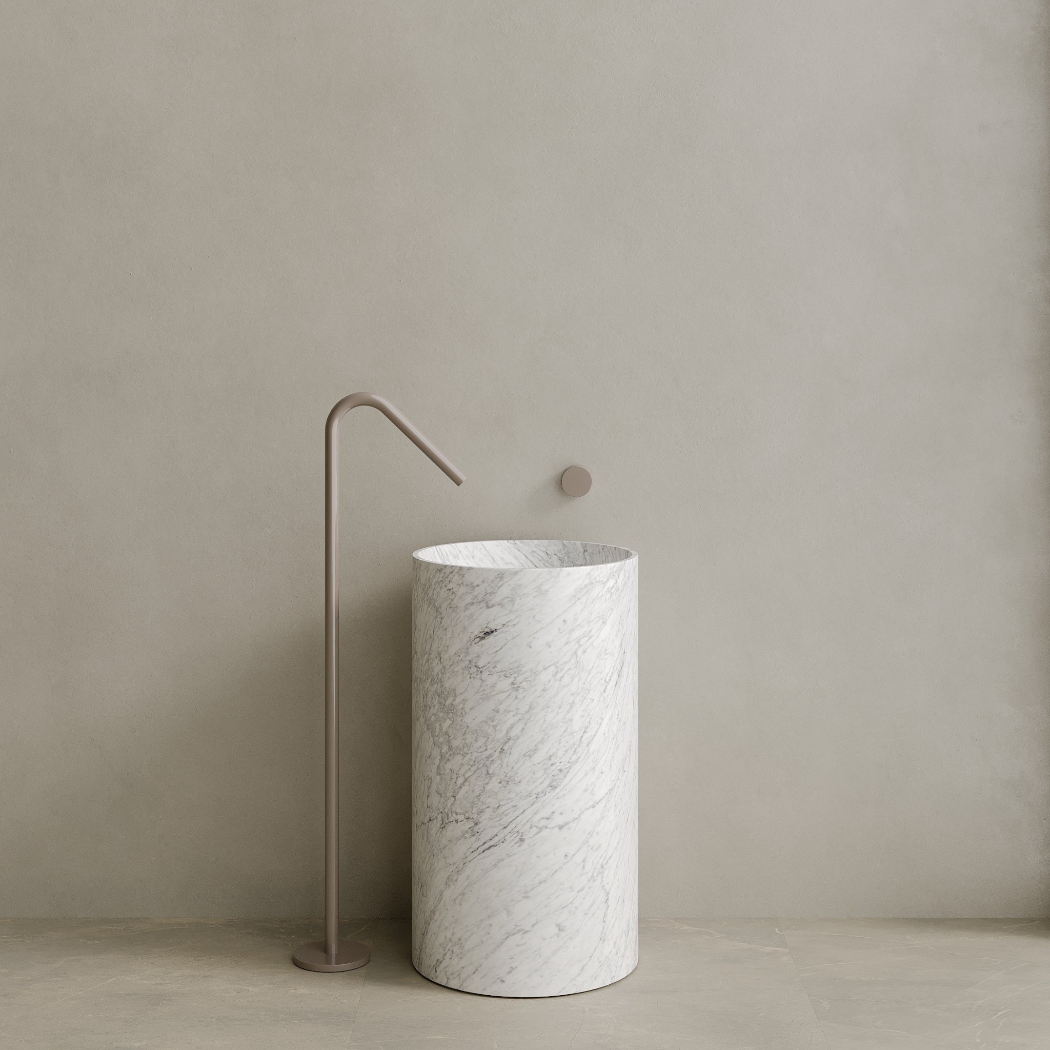 Orbita Handcrafted Stone Pedestal Sink