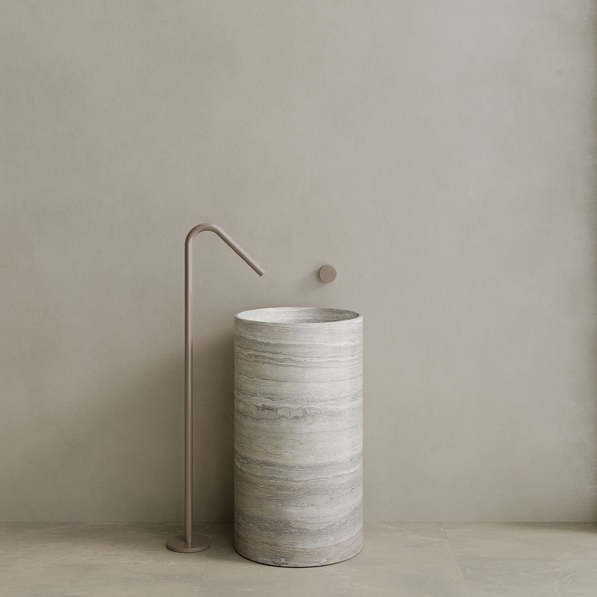 Orbita Handcrafted Stone Pedestal Sink