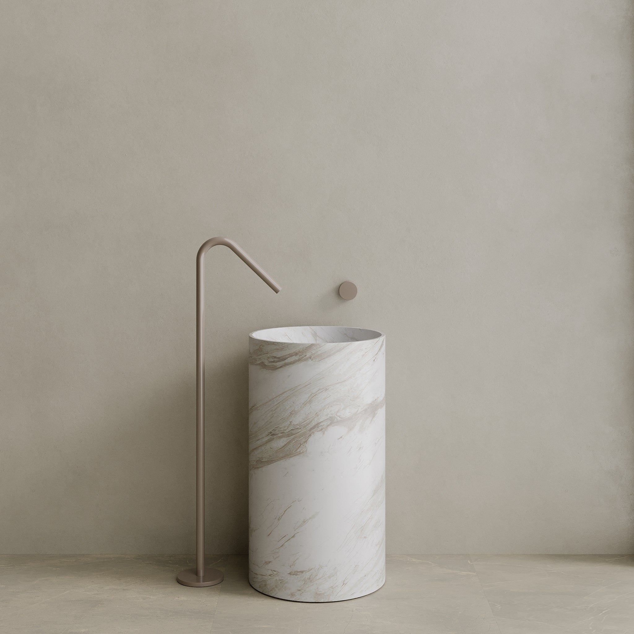 Orbita Handcrafted Stone Pedestal Sink