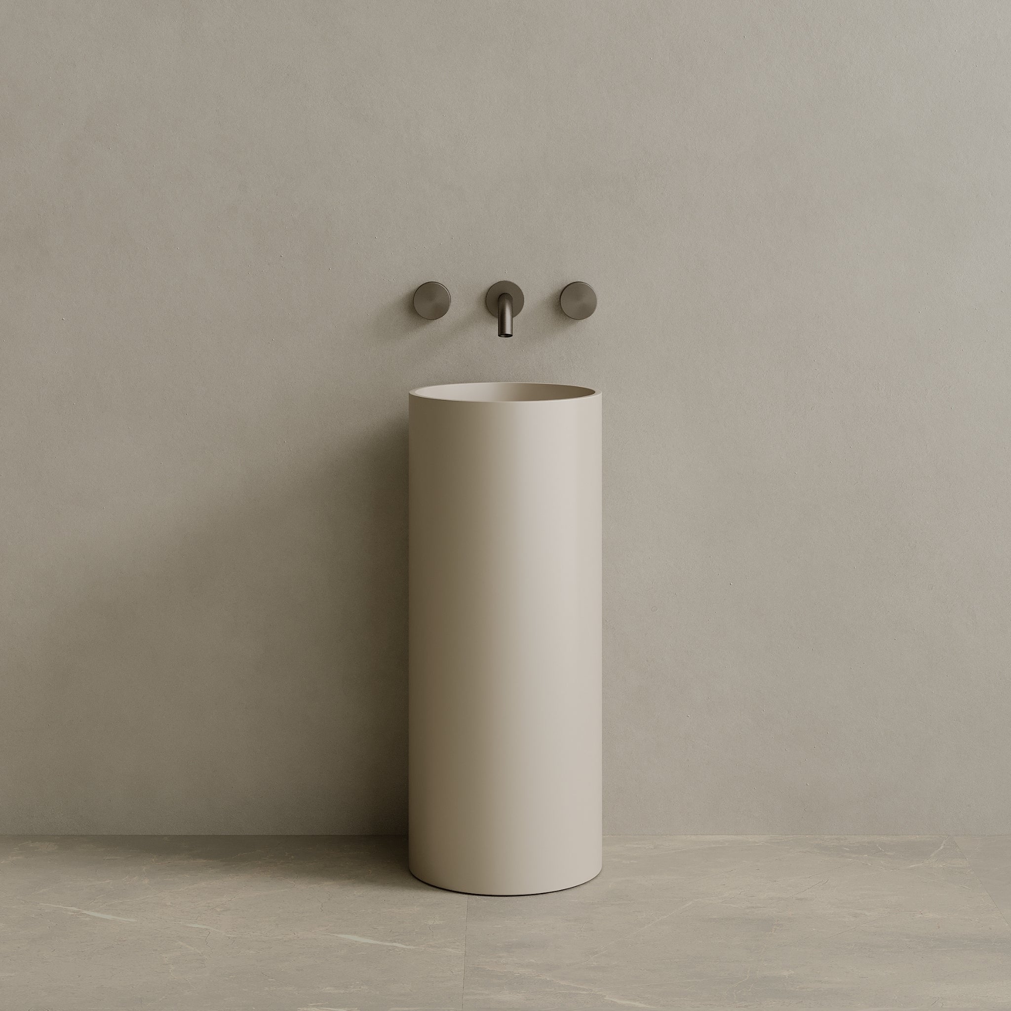 14" x 33" Solid Surface Stone Resin Round Pedestal Sink