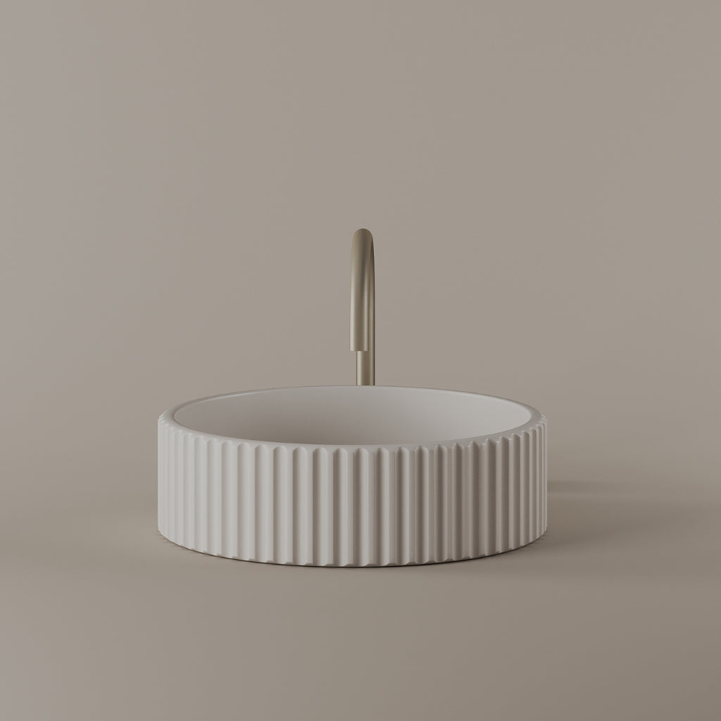 Round Fluted Concrete Vessel Sink 16