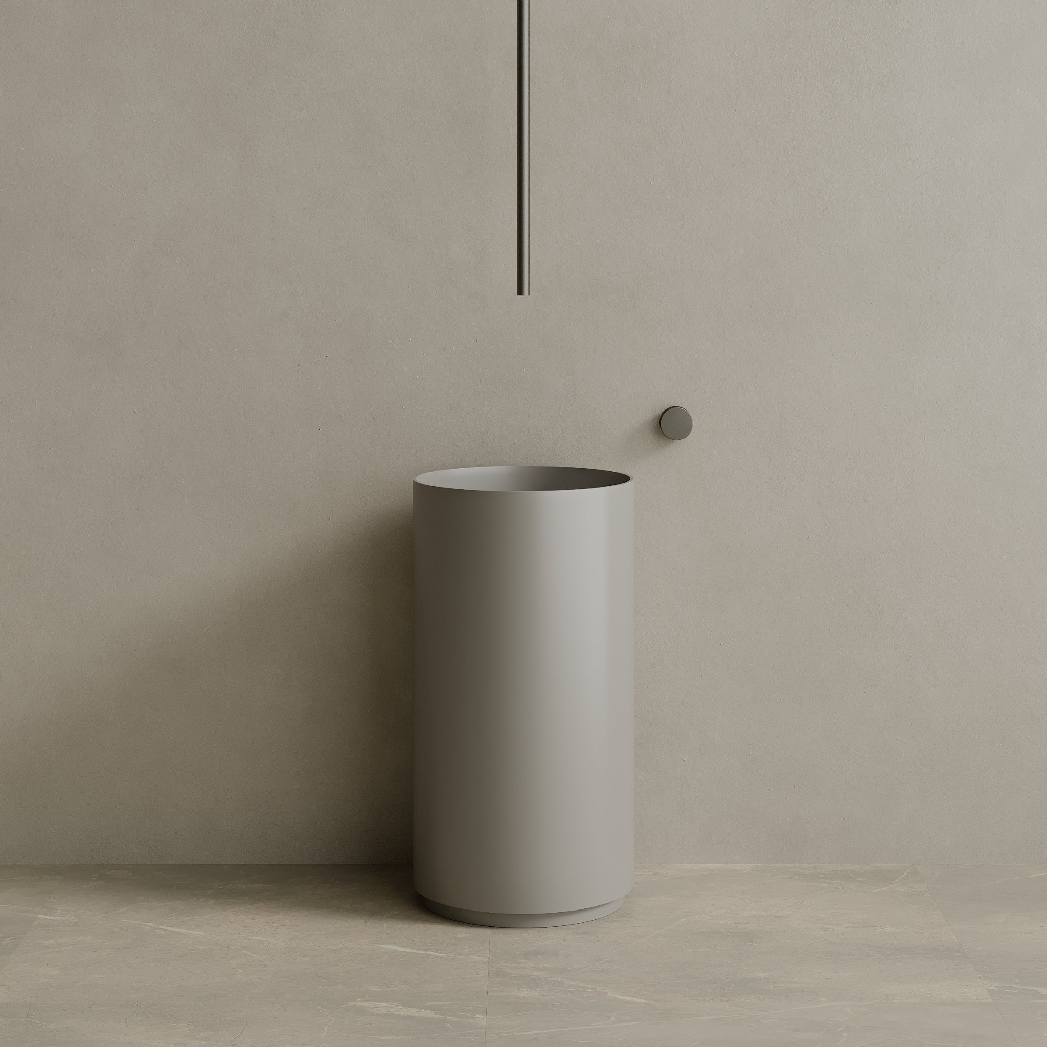 18" x 34" Solid Surface Stone Resin Round Pedestal Sink