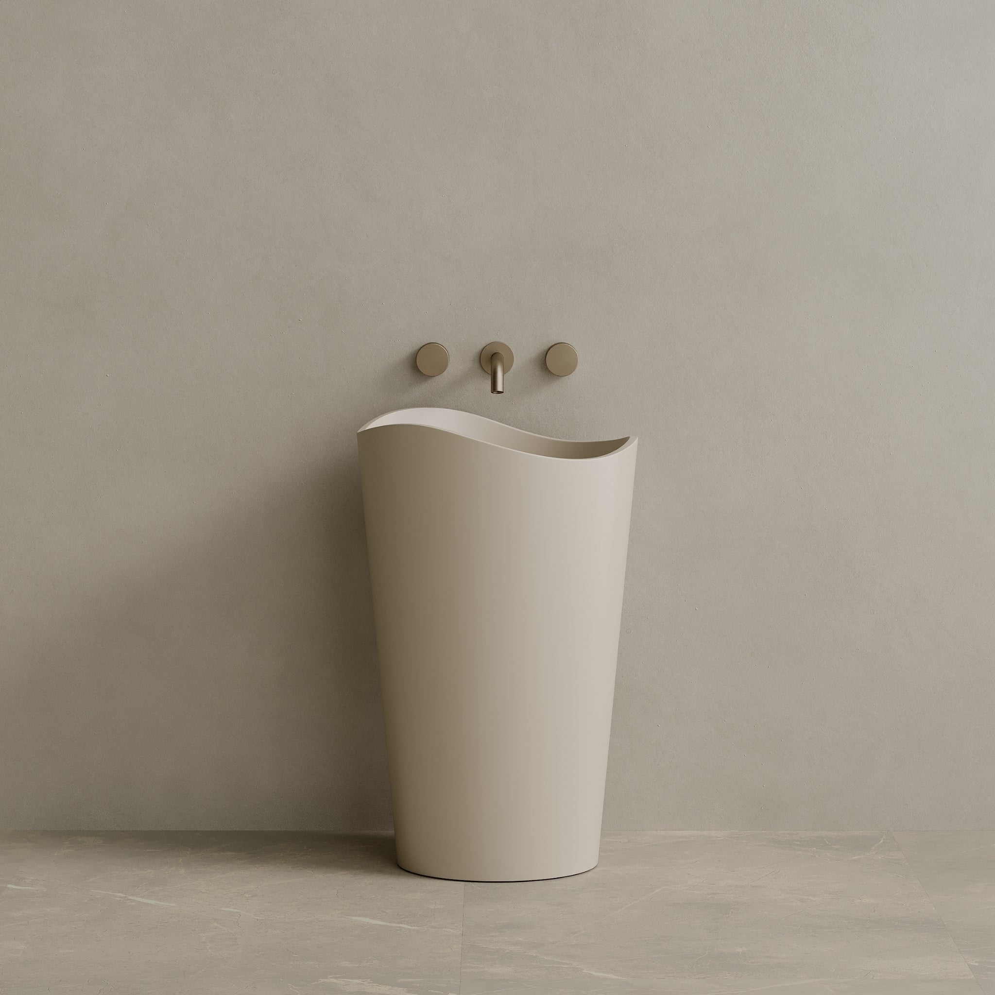 23" x 36" Solid Surface Stone Resin Round Pedestal Sink