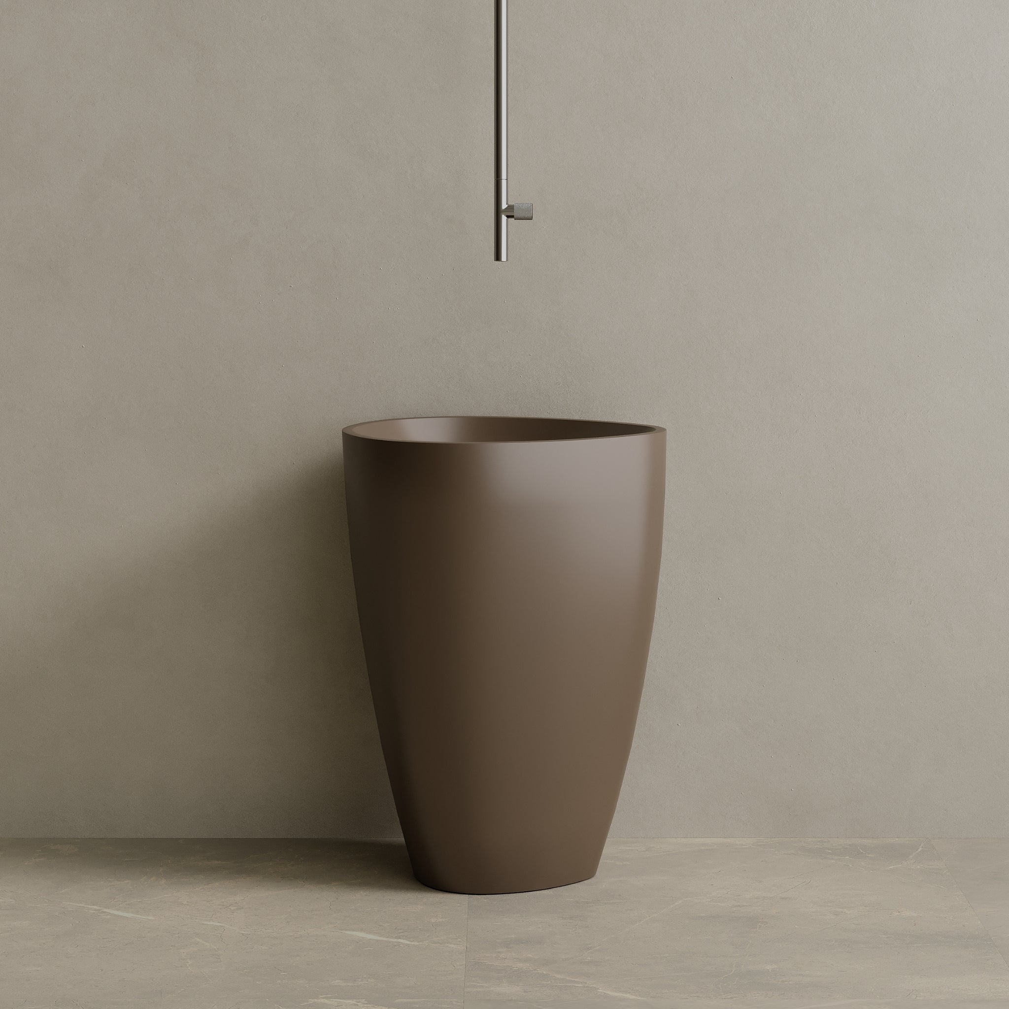 18" x 33" Solid Surface Stone Resin Round Pedestal Sink