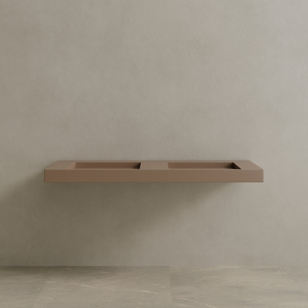 60" Floating Stone Resin Vanity Top with Double Sink