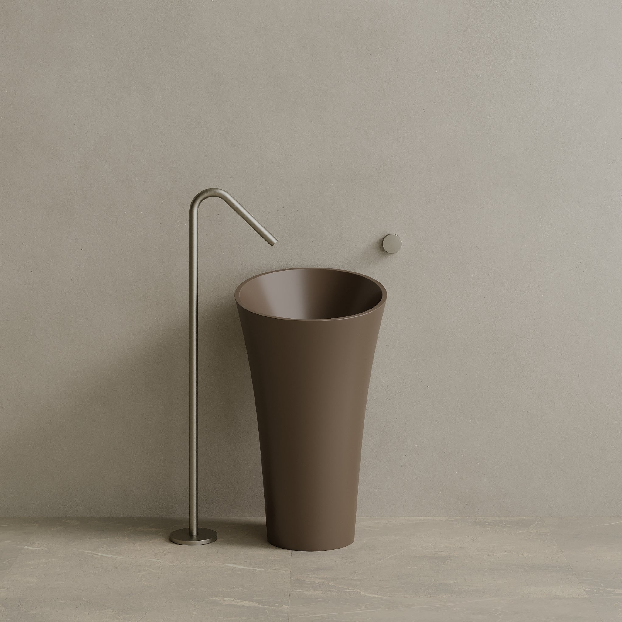 21" x 36" Solid Surface Stone Resin Pedestal Sink