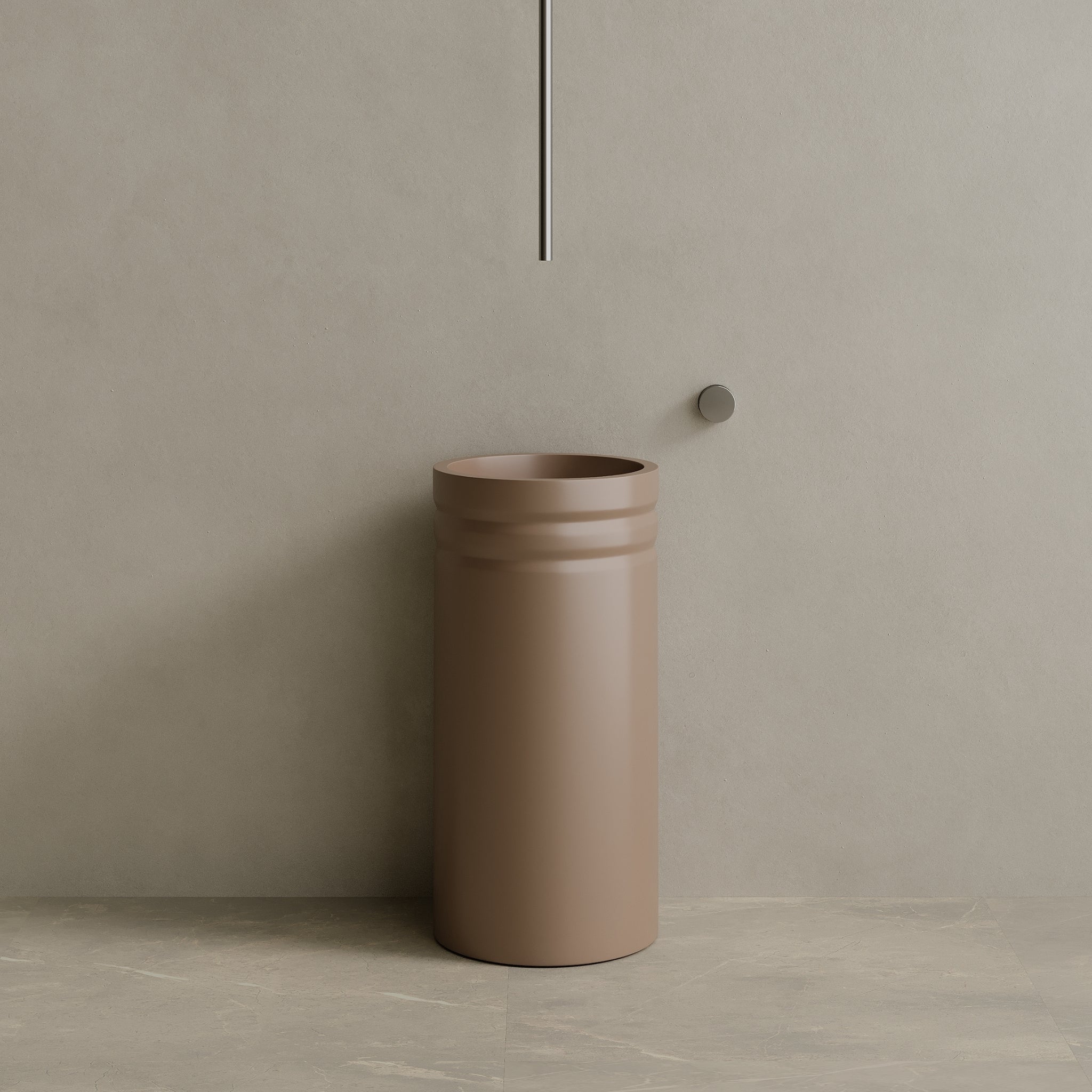 17" x 33" Solid Surface Stone Resin Round Pedestal Sink