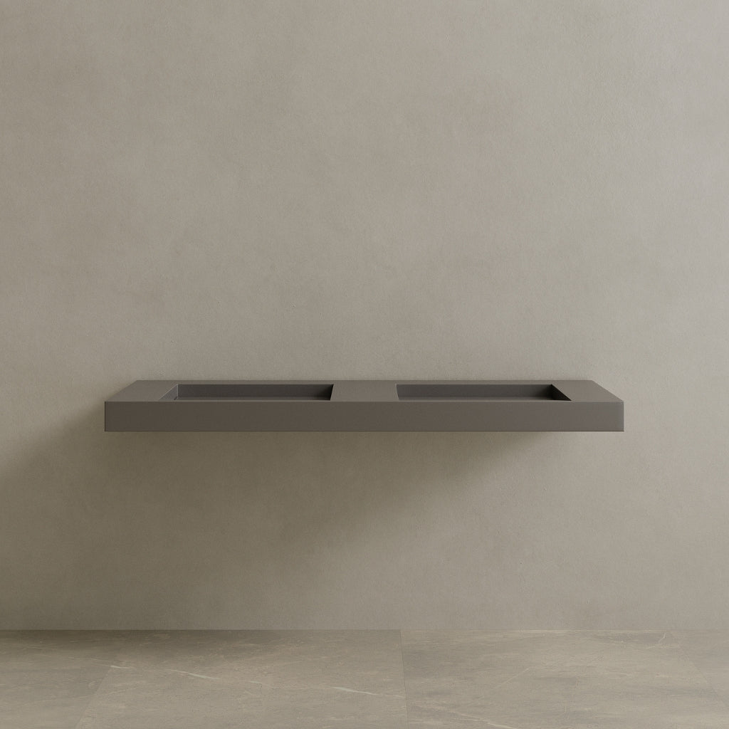 60" Floating Stone Resin Vanity Top with Double Sink