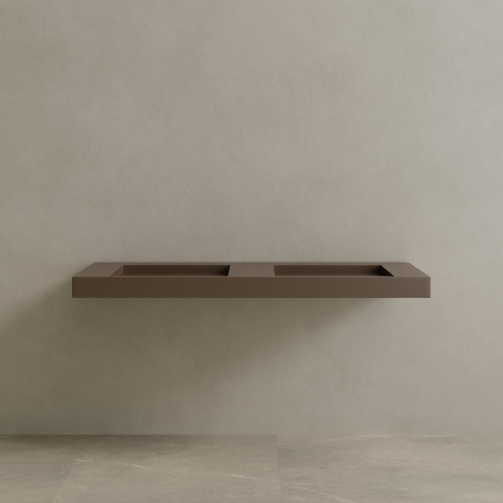 60" Floating Stone Resin Vanity Top with Double Sink