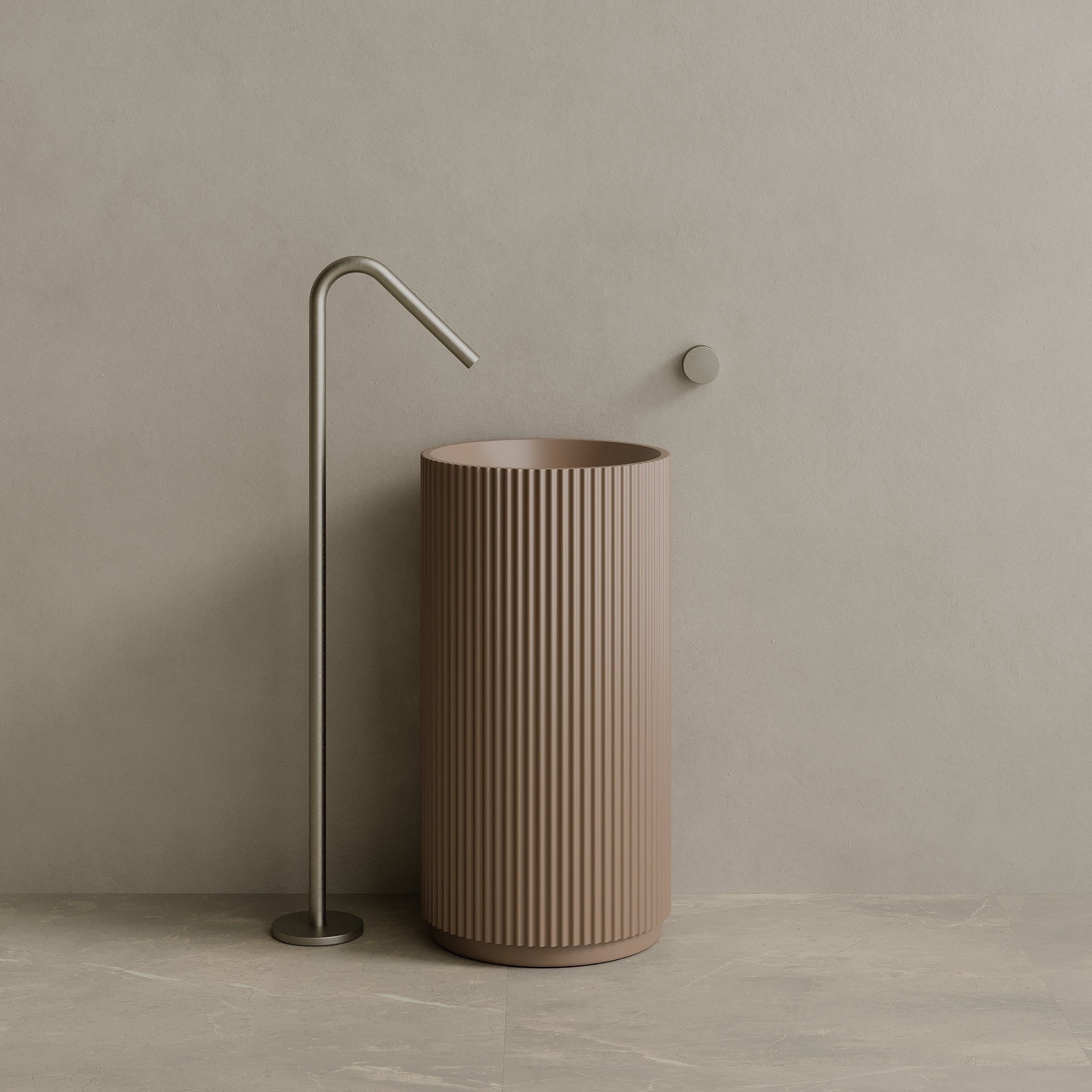 18" x 33" Solid Surface Stone Resin Round Pedestal Sink