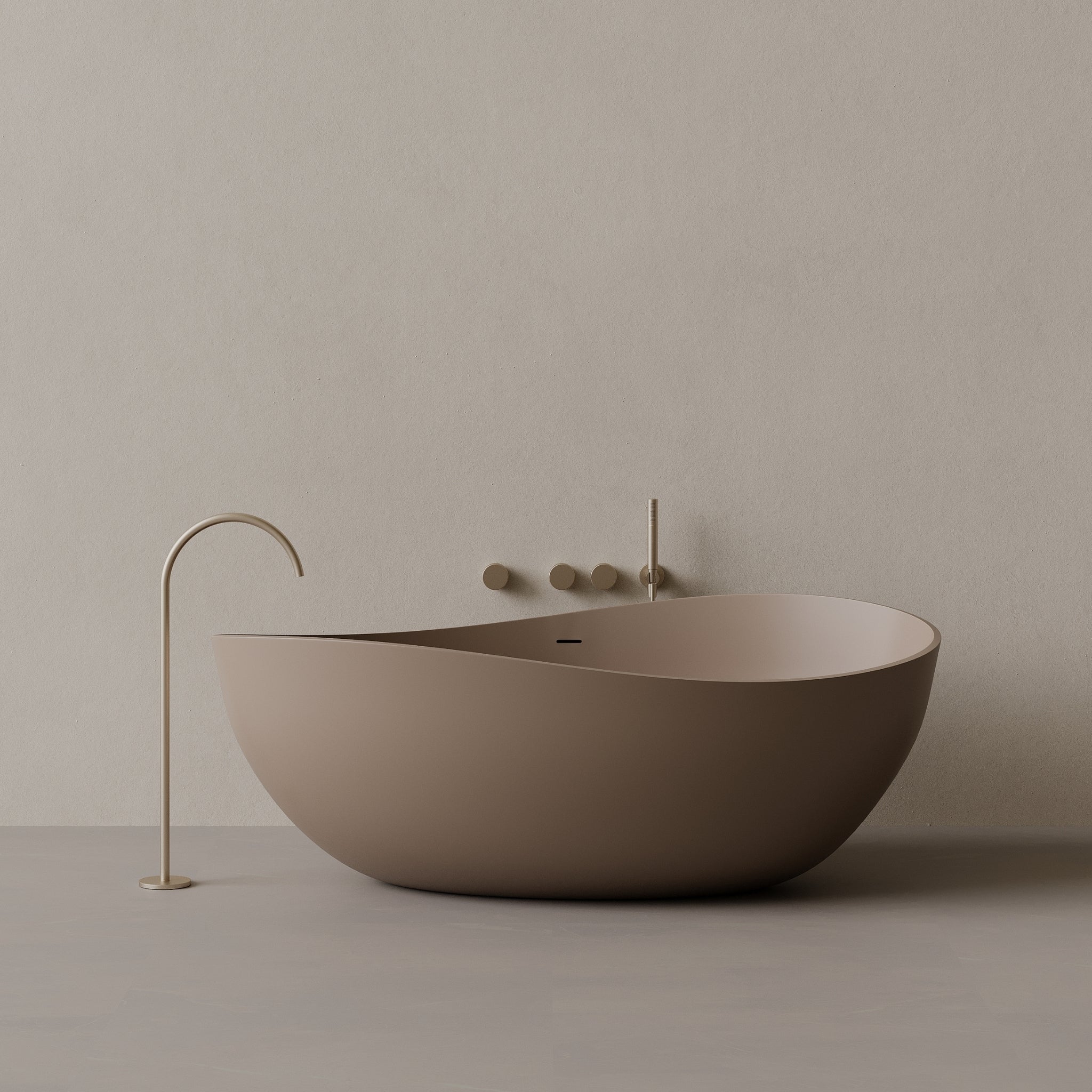 72" x 44" Oval Solid Surface Stone Resin Freestanding Bathtub