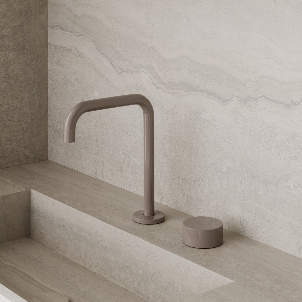 Modern Widespread Square Counter-Mounted Faucet with Circular Knobs