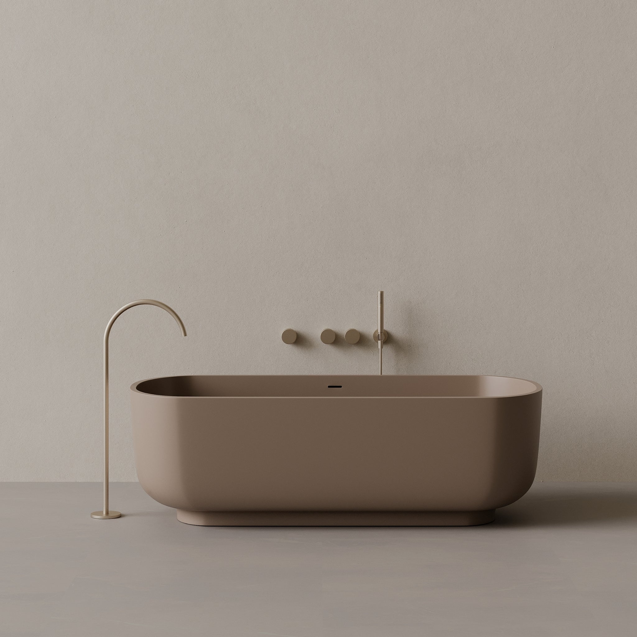 69" x 32" Oval Solid Surface Stone Resin Freestanding Bathtub