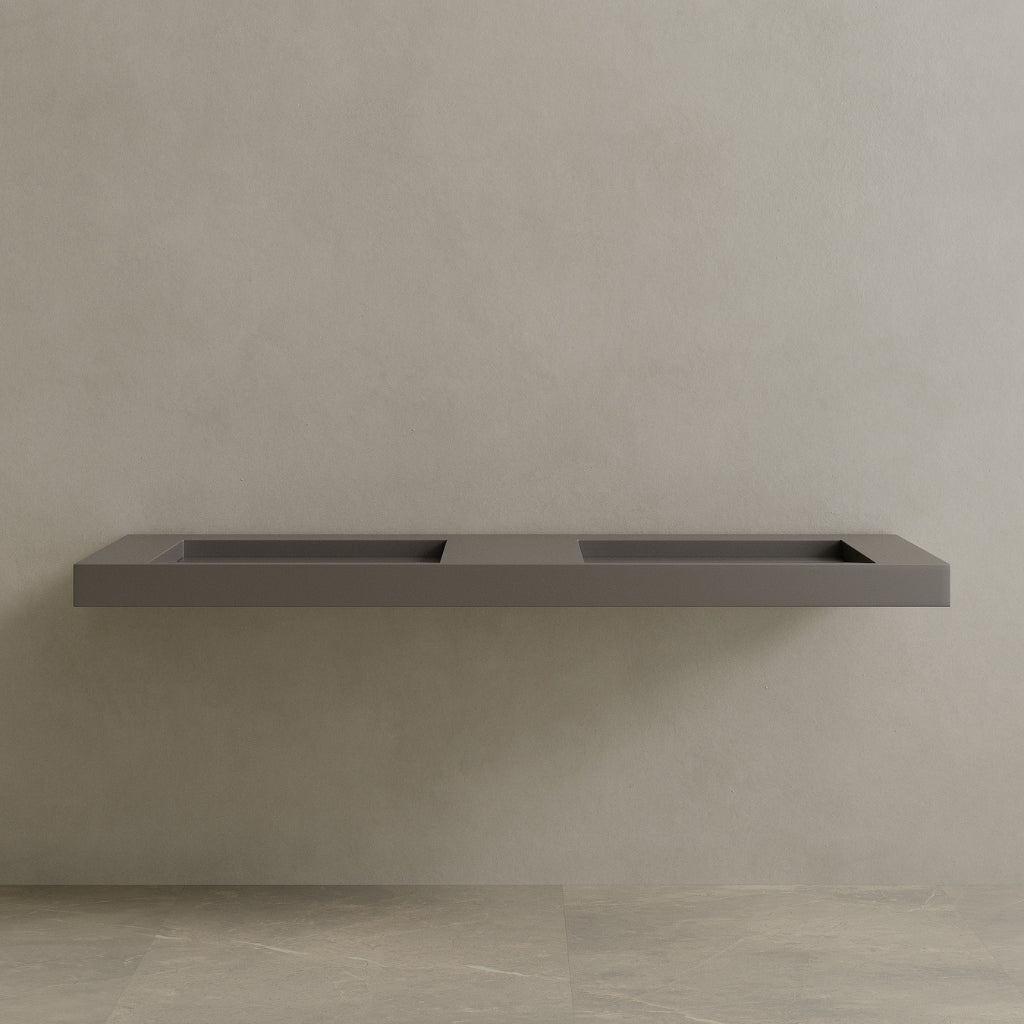 72" Floating Stone Resin Vanity Top with Double Sink