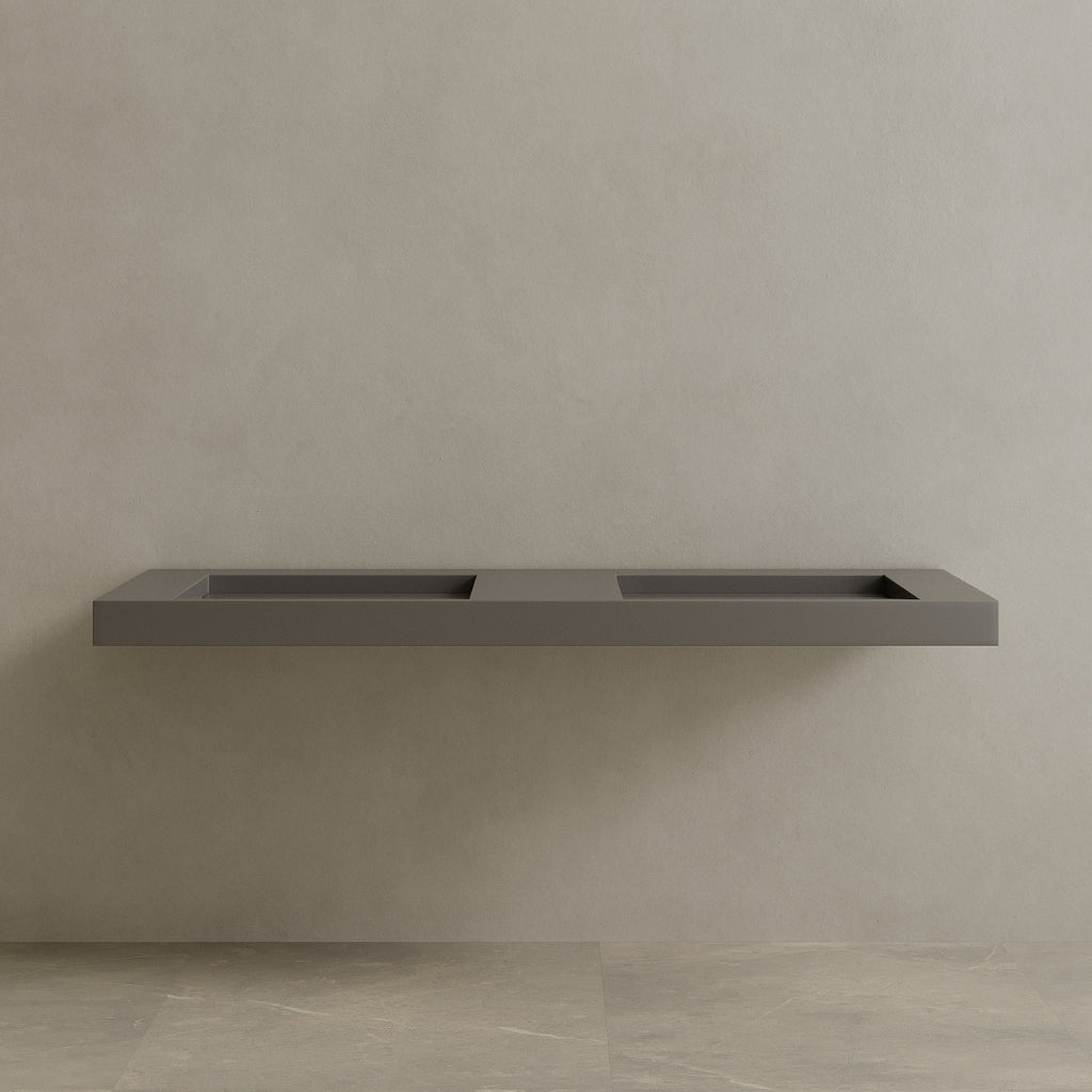 70" Floating Stone Resin Vanity Top with Double Sink