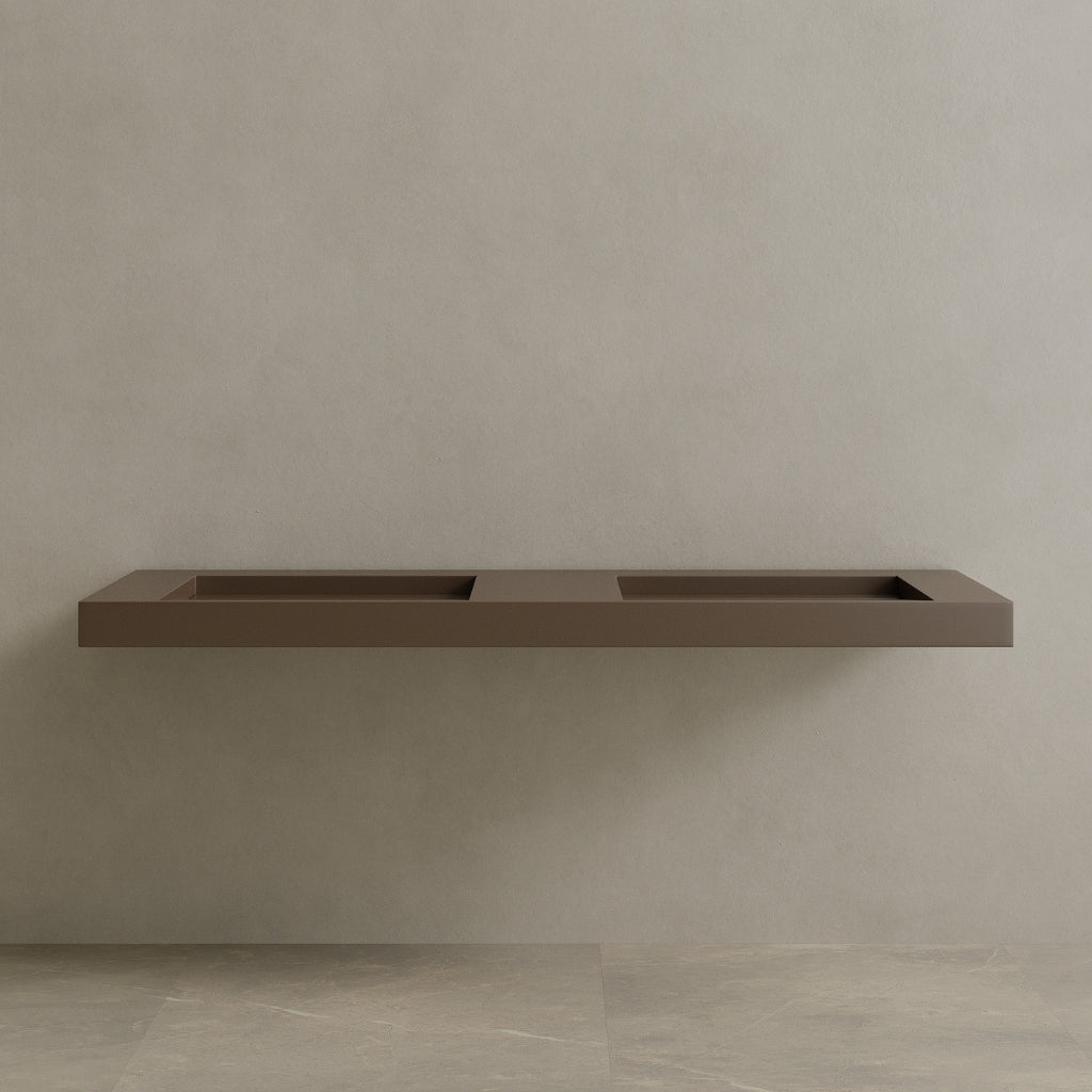 72" Floating Stone Resin Vanity Top with Double Sink