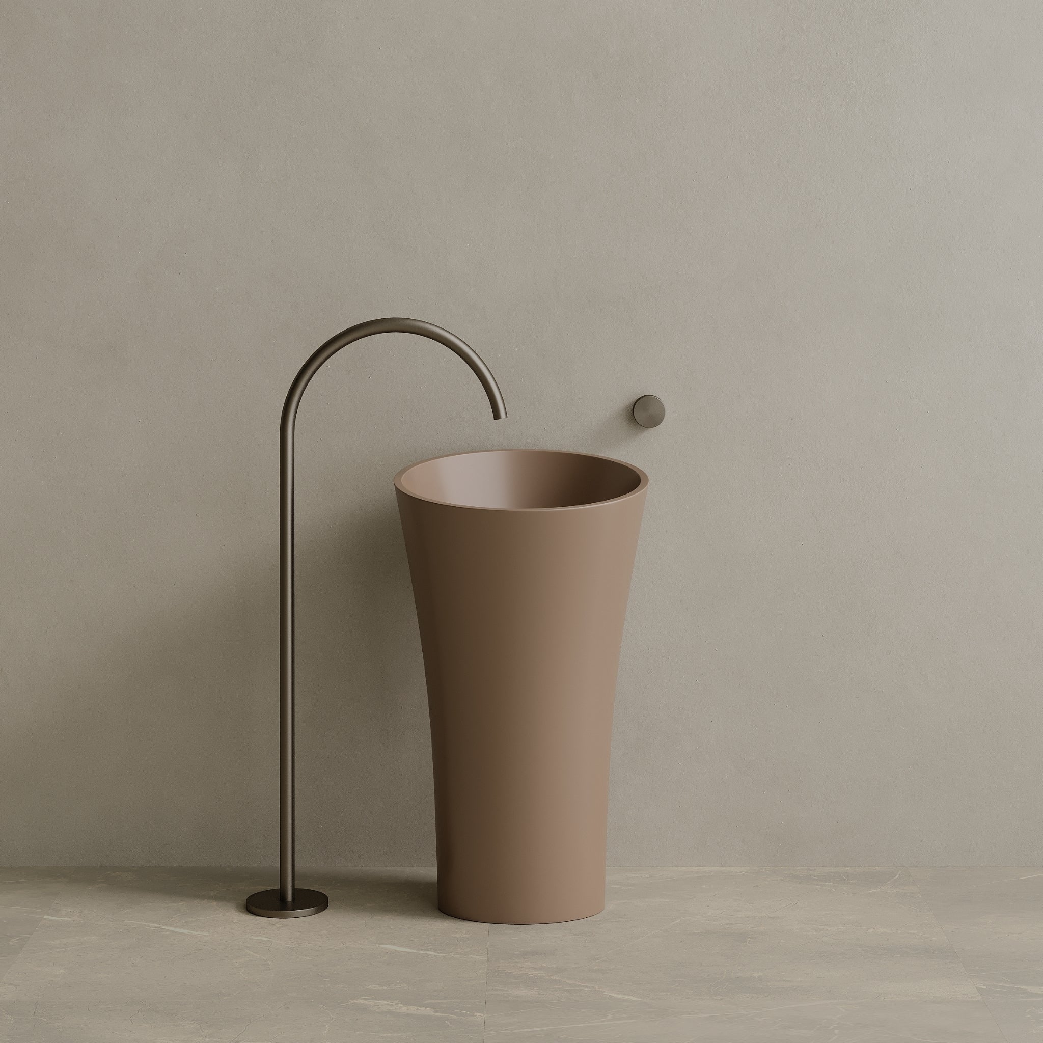 20" x 36" Solid Surface Stone Resin Pedestal Sink