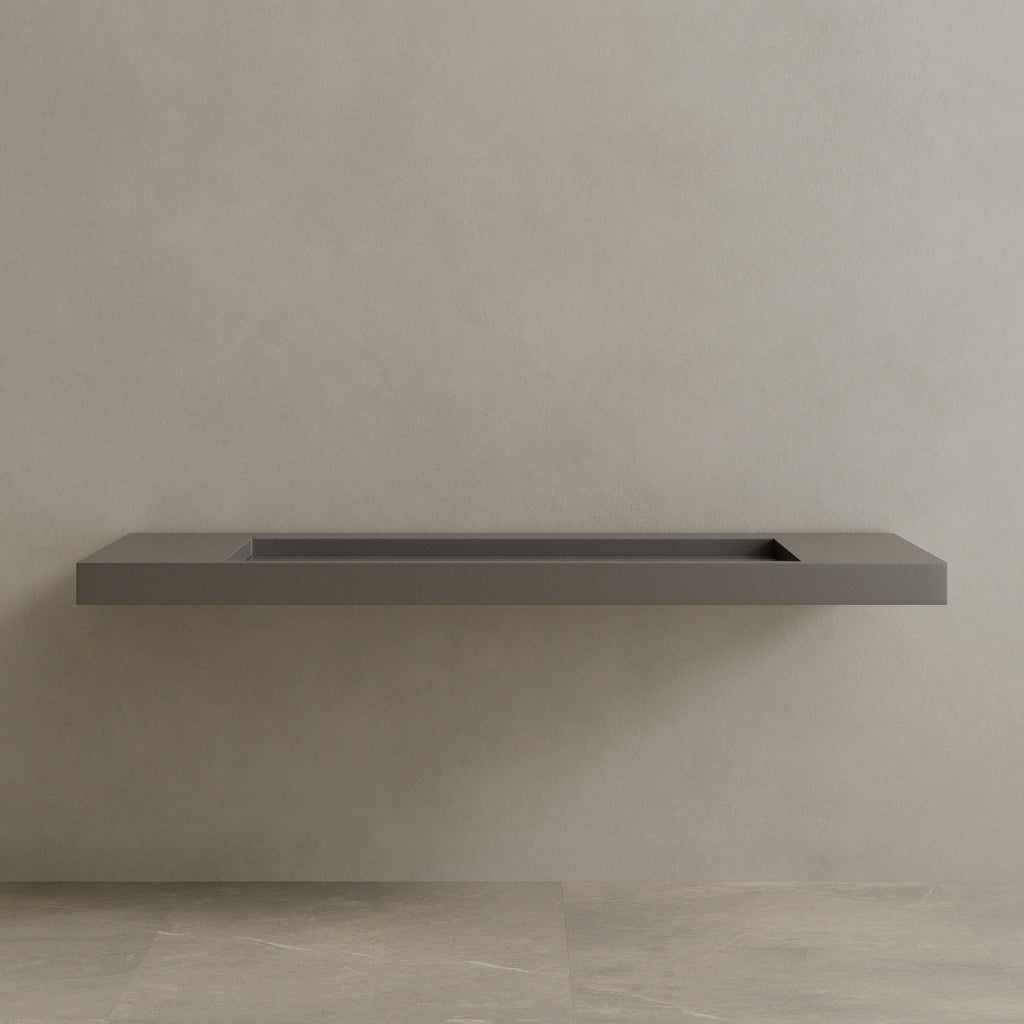 72" Floating Stone Resin Vanity Top with Single Sink