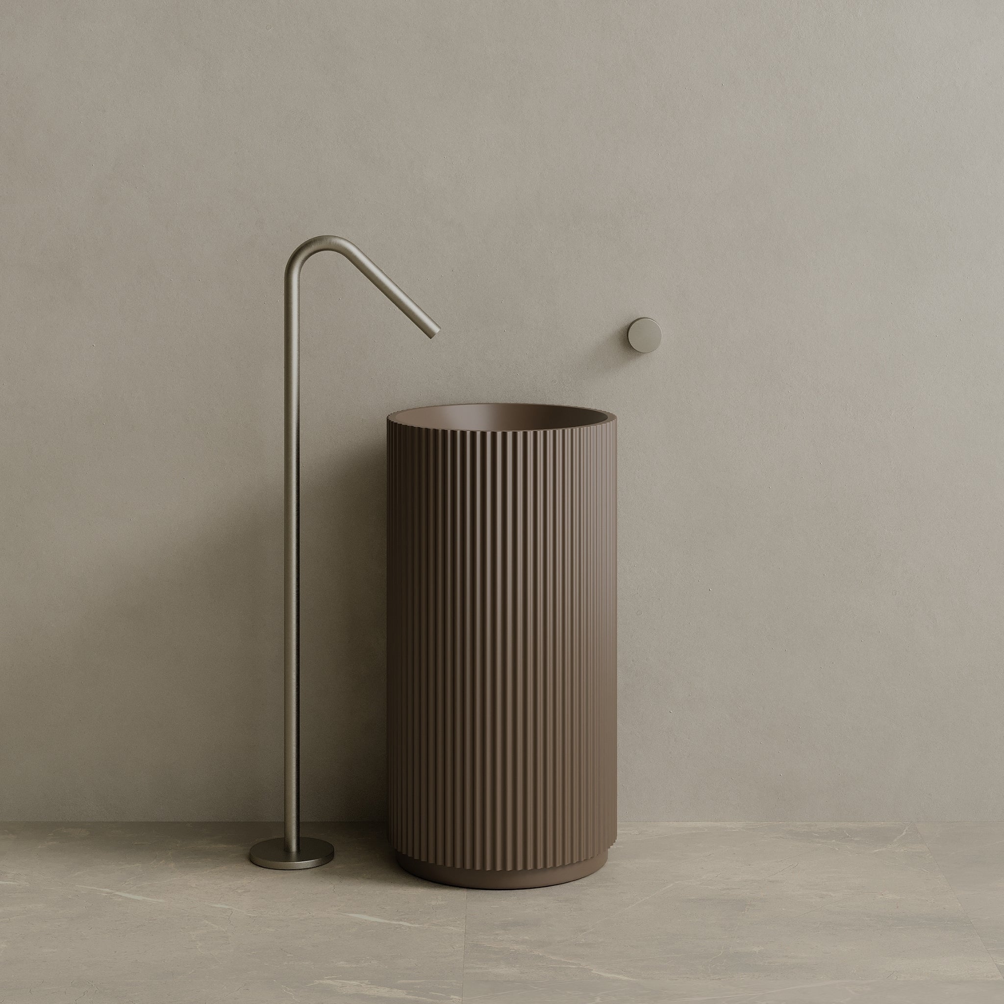 18" x 33" Solid Surface Stone Resin Round Pedestal Sink