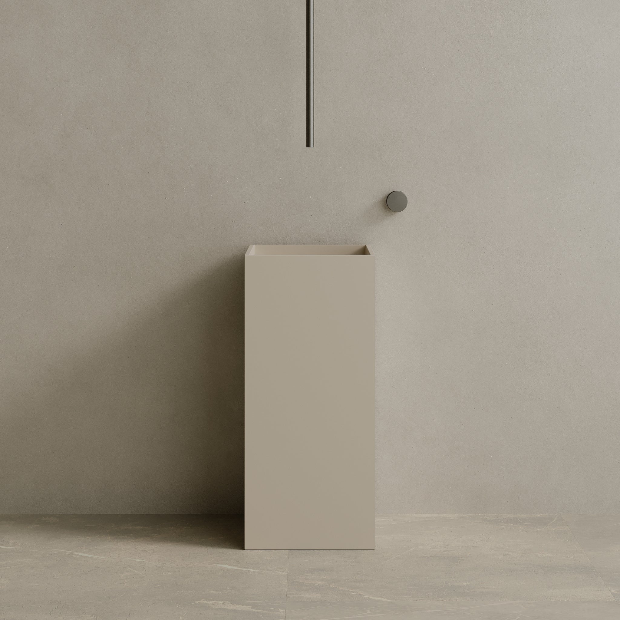 16” x 35” Square Solid Surface Stone Resin Pedestal Sink