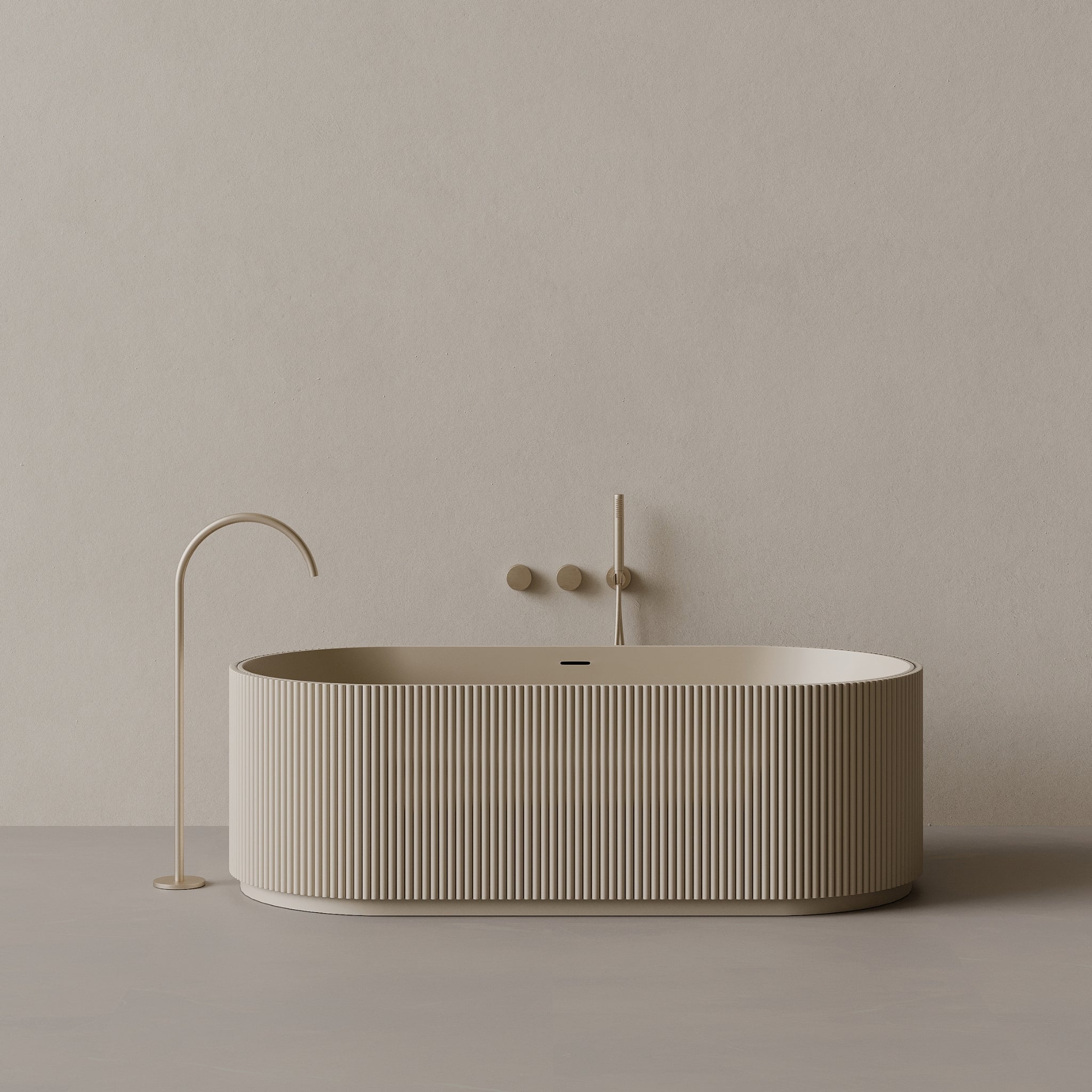 65" x 31" Oval Solid Surface Stone Resin Freestanding Bathtub