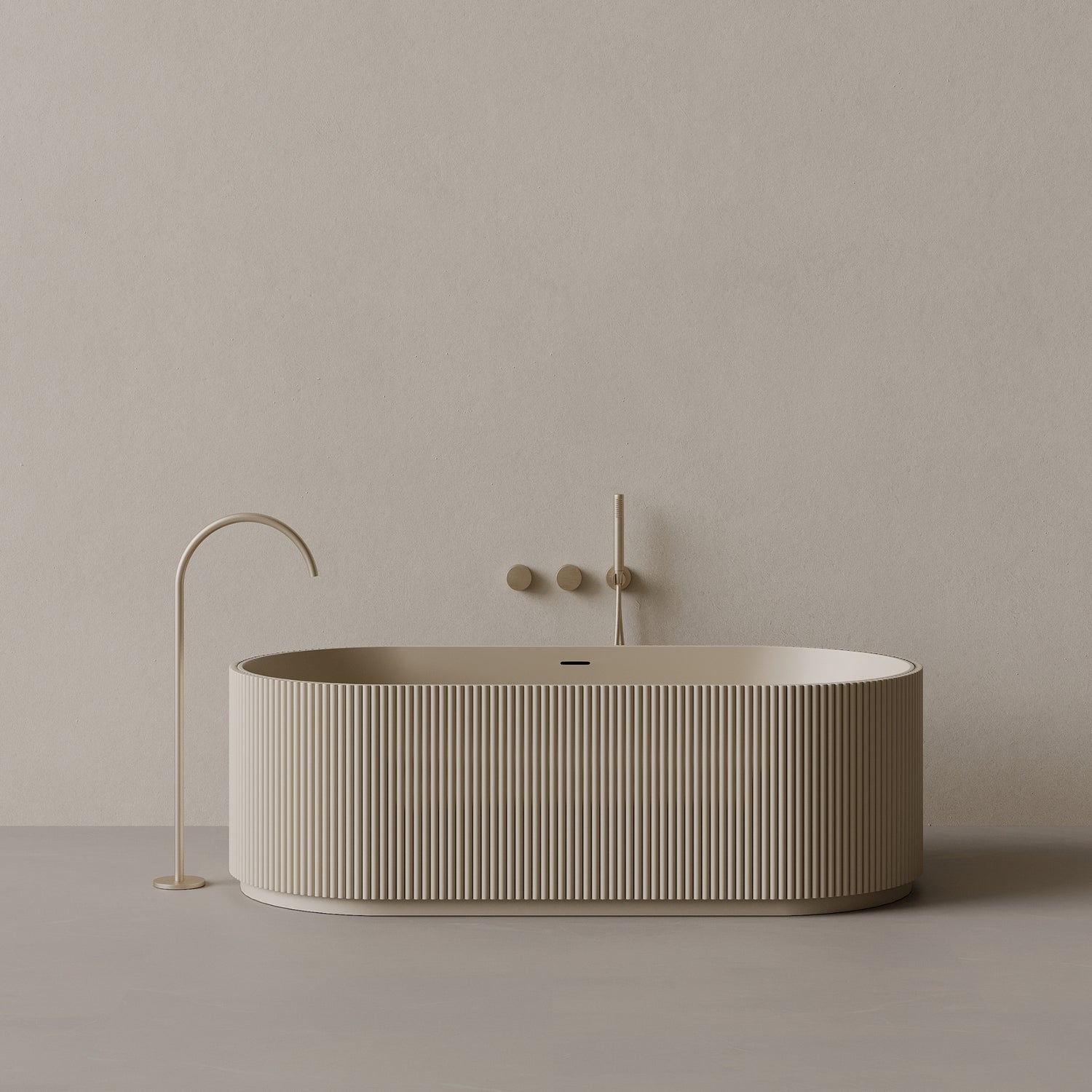 65" x 31" Oval Solid Surface Stone Resin Freestanding Bathtub