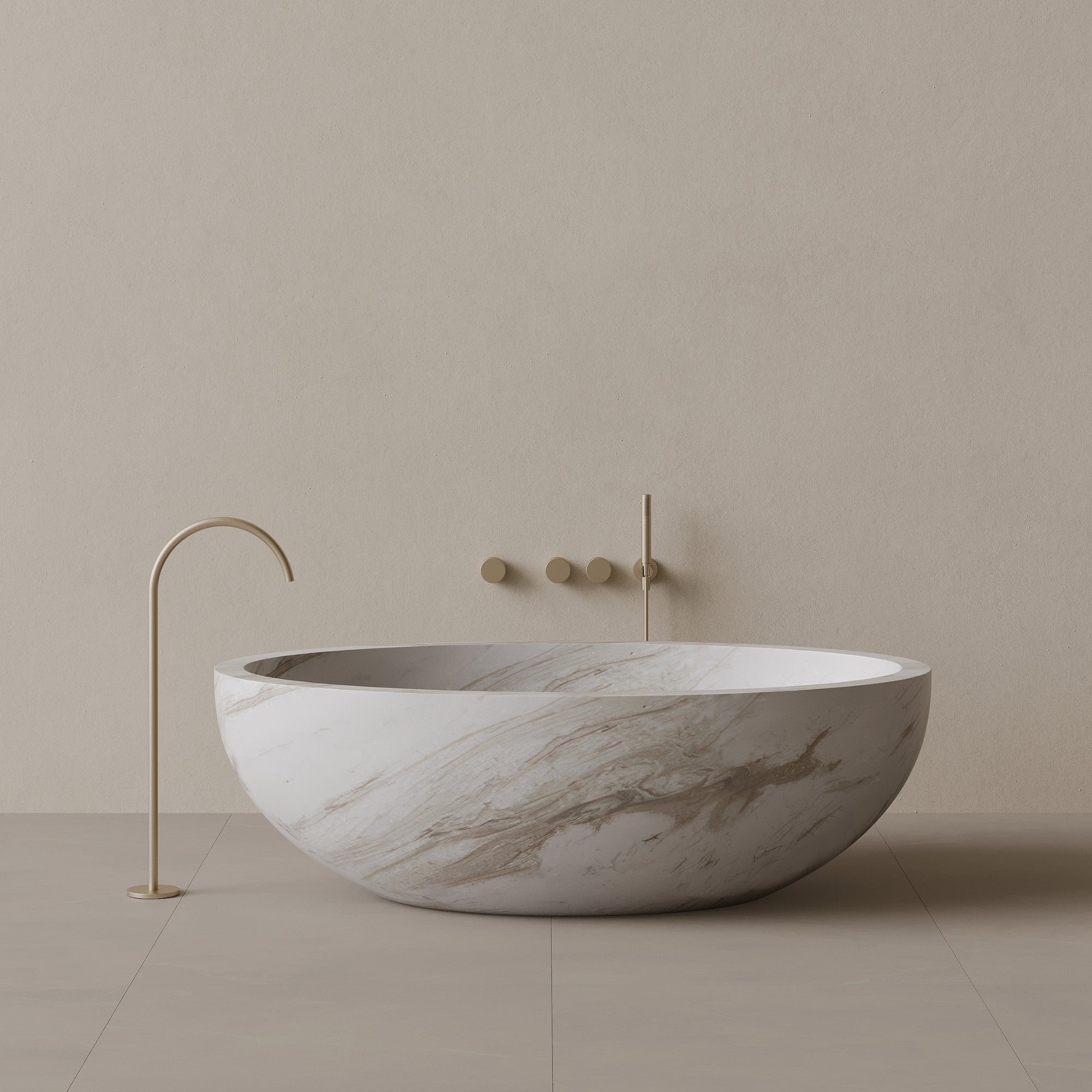 69" x 45" Handcrafted Oval Stone Bathtub