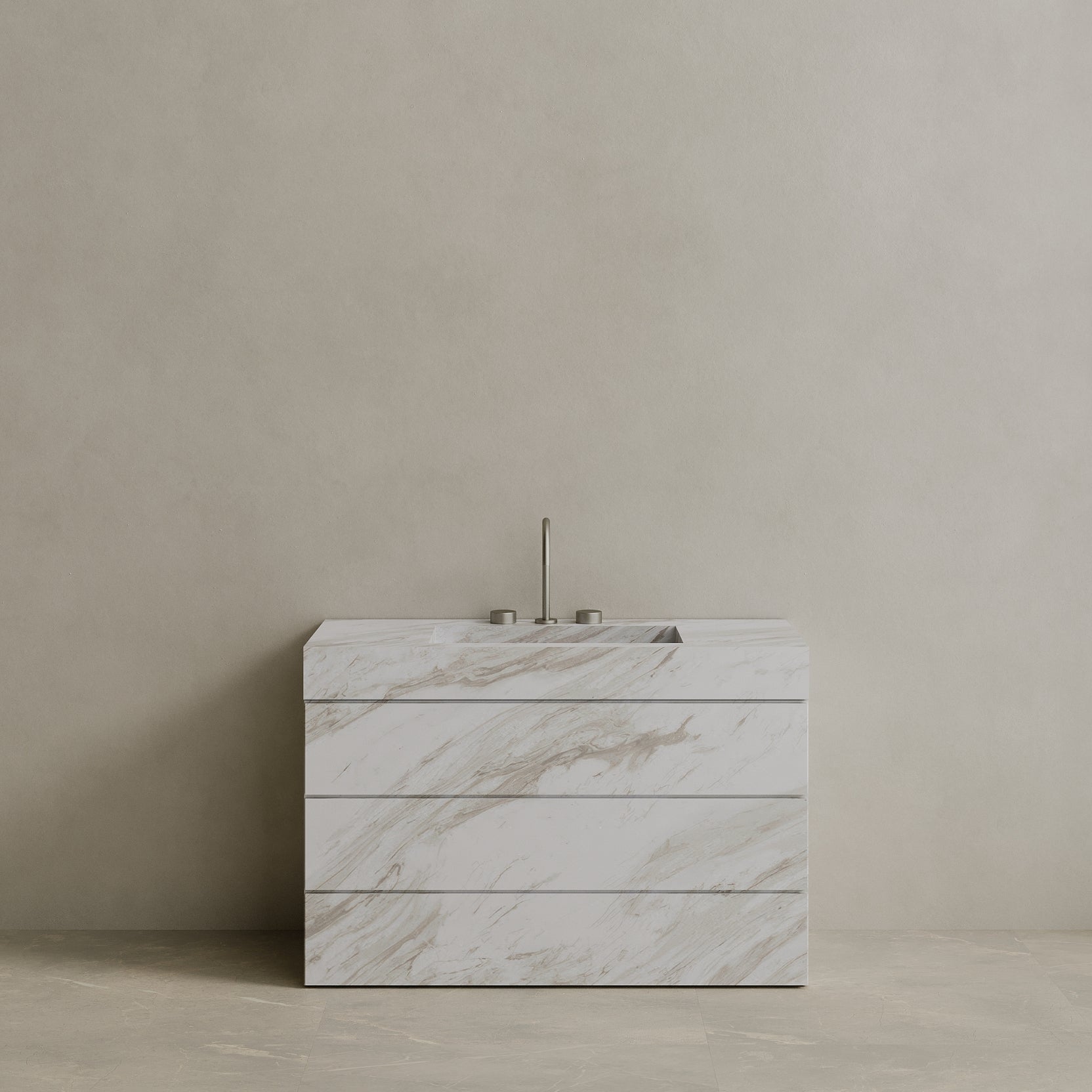 Single Sink Freestanding Handcrafted Marble Vanity with Drawers
