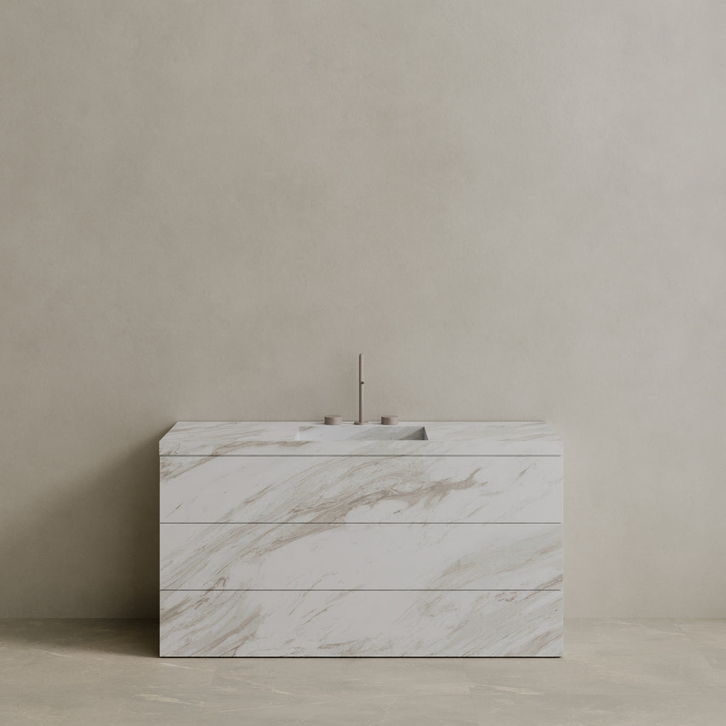 Single Sink Freestanding Handcrafted Marble Vanity with Drawers