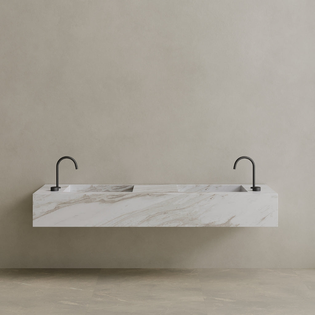 Double Sink Floating Handcrafted Marble Vanity