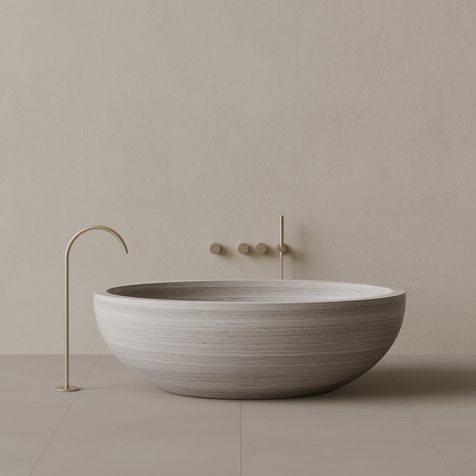 69" x 45" Handcrafted Oval Stone Bathtub