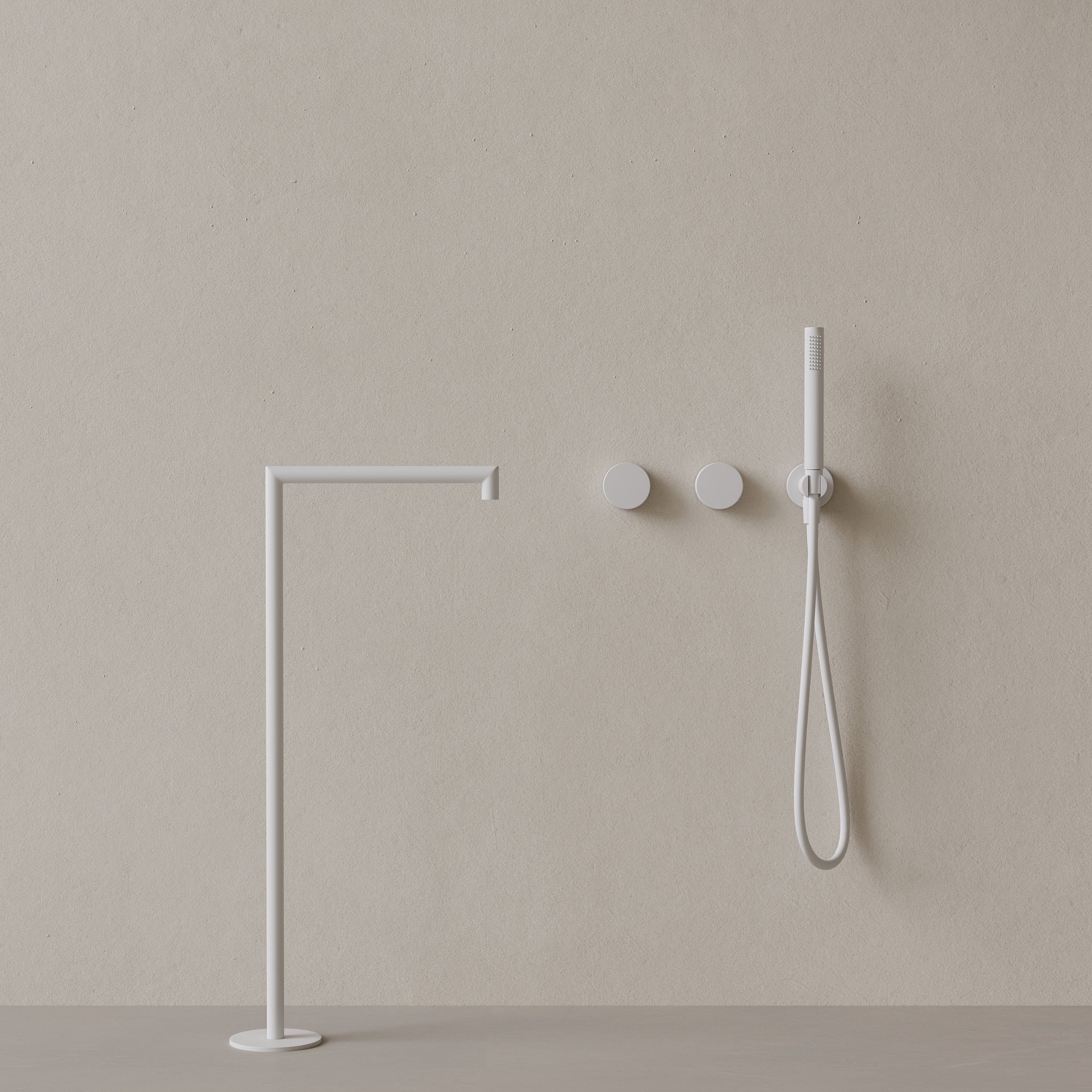 Modern Square Floor-mounted Bathtub Filler