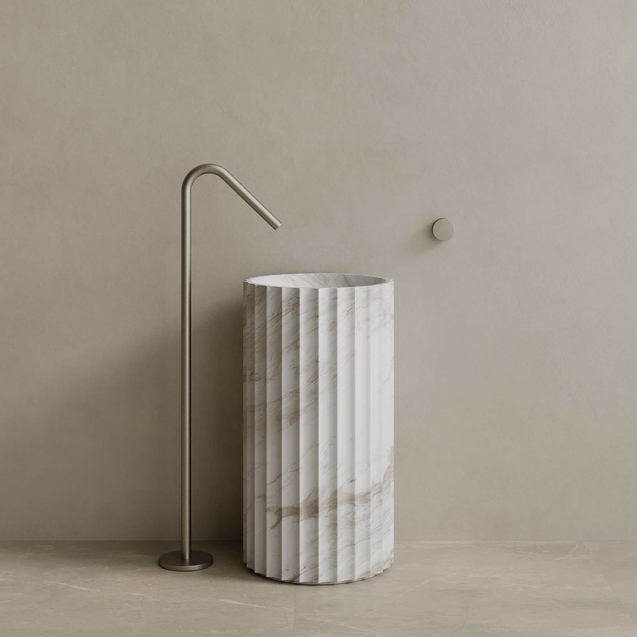 Cavo Handcrafted Fluted Stone Pedestal Sink