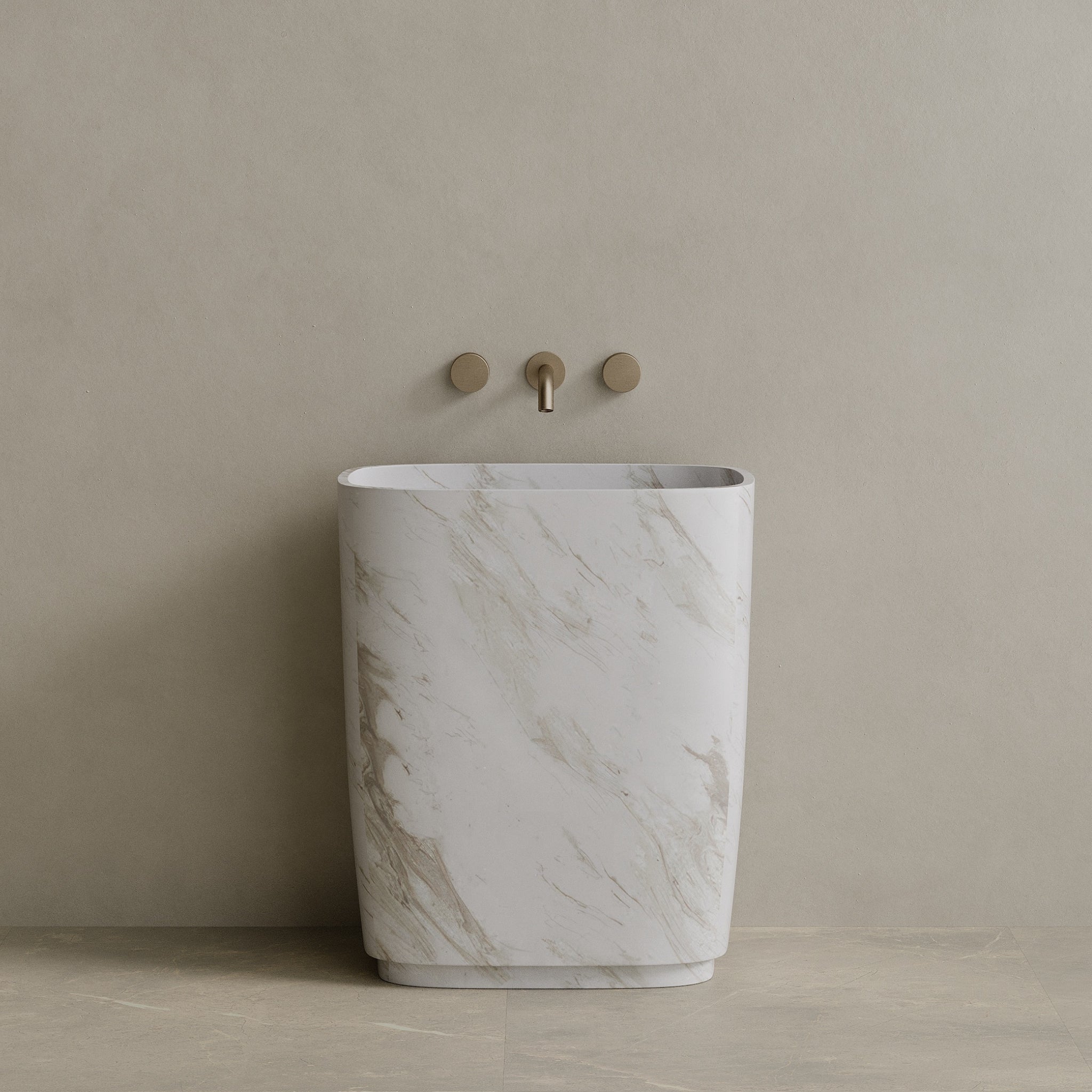 Ovola Handcrafted Stone Pedestal Sink