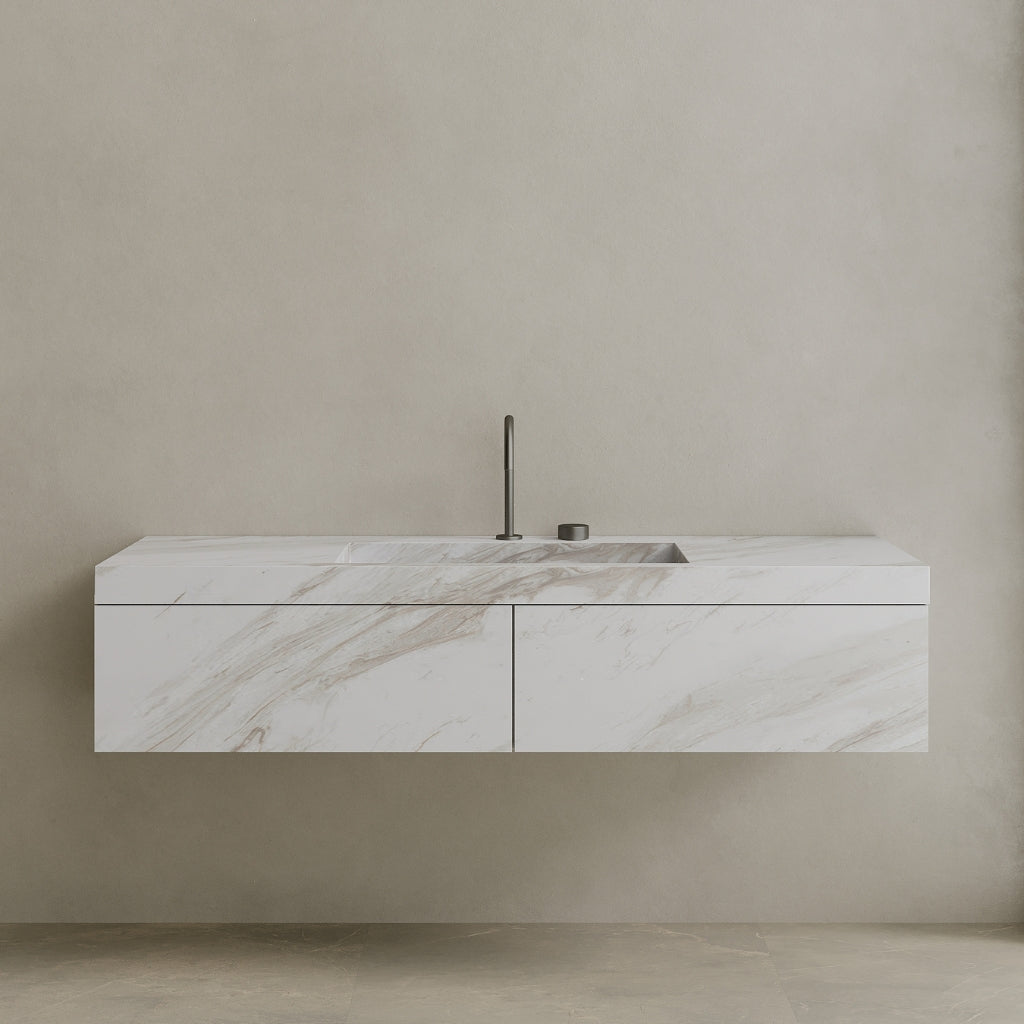 Single Sink Floating Handcrafted Marble Vanity
