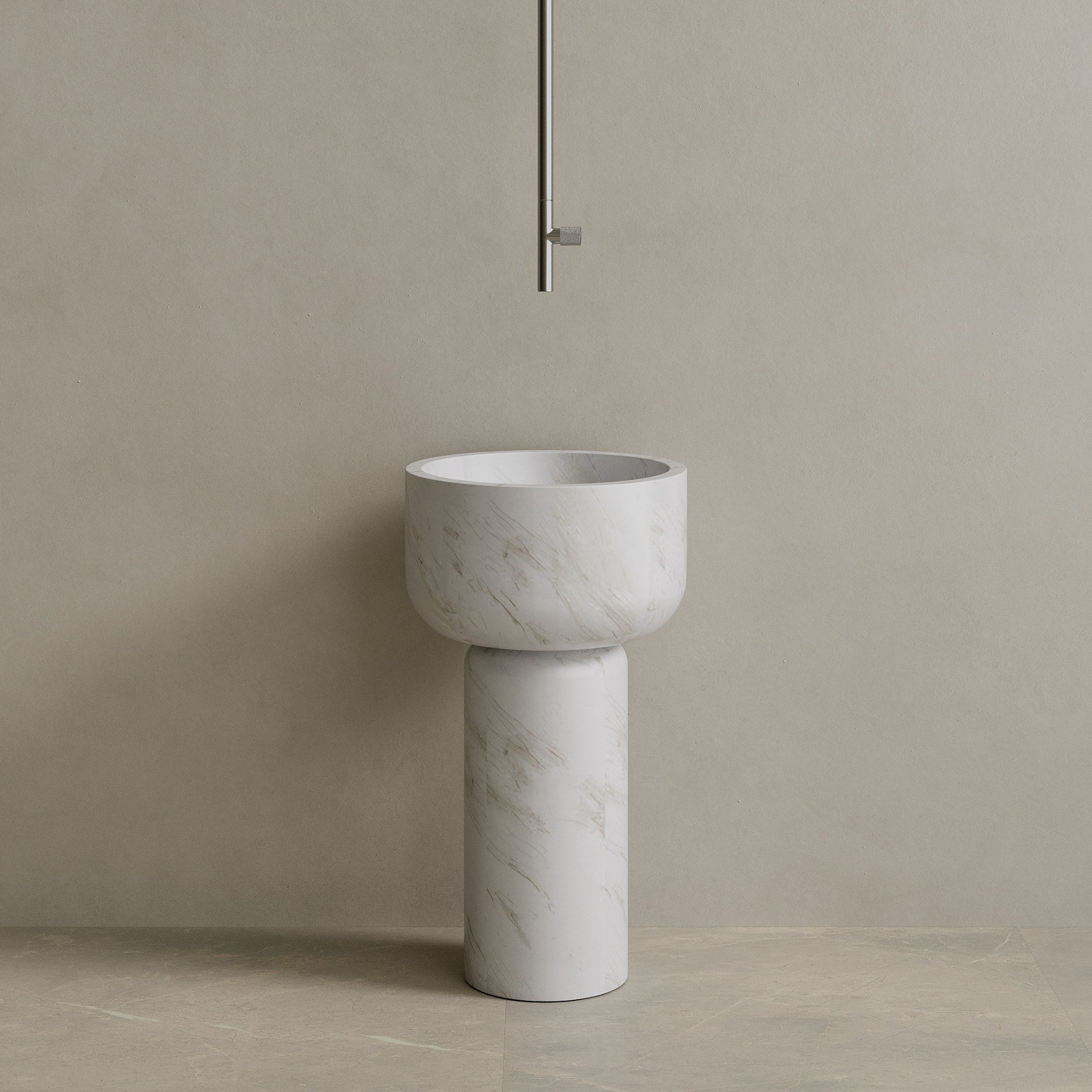 Veso Handcrafted Stone Pedestal Sink