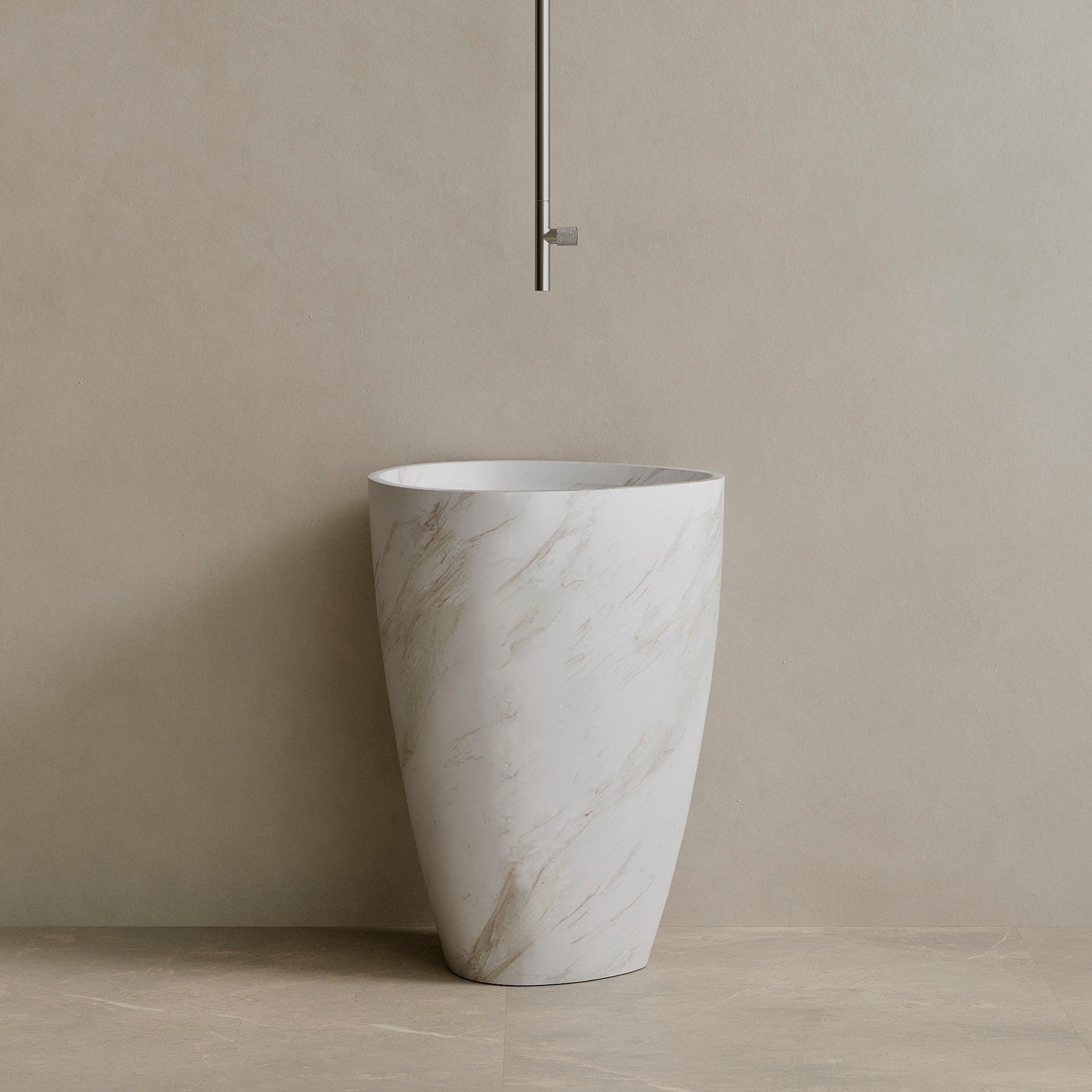 Fluvio Handcrafted Stone Pedestal Sink