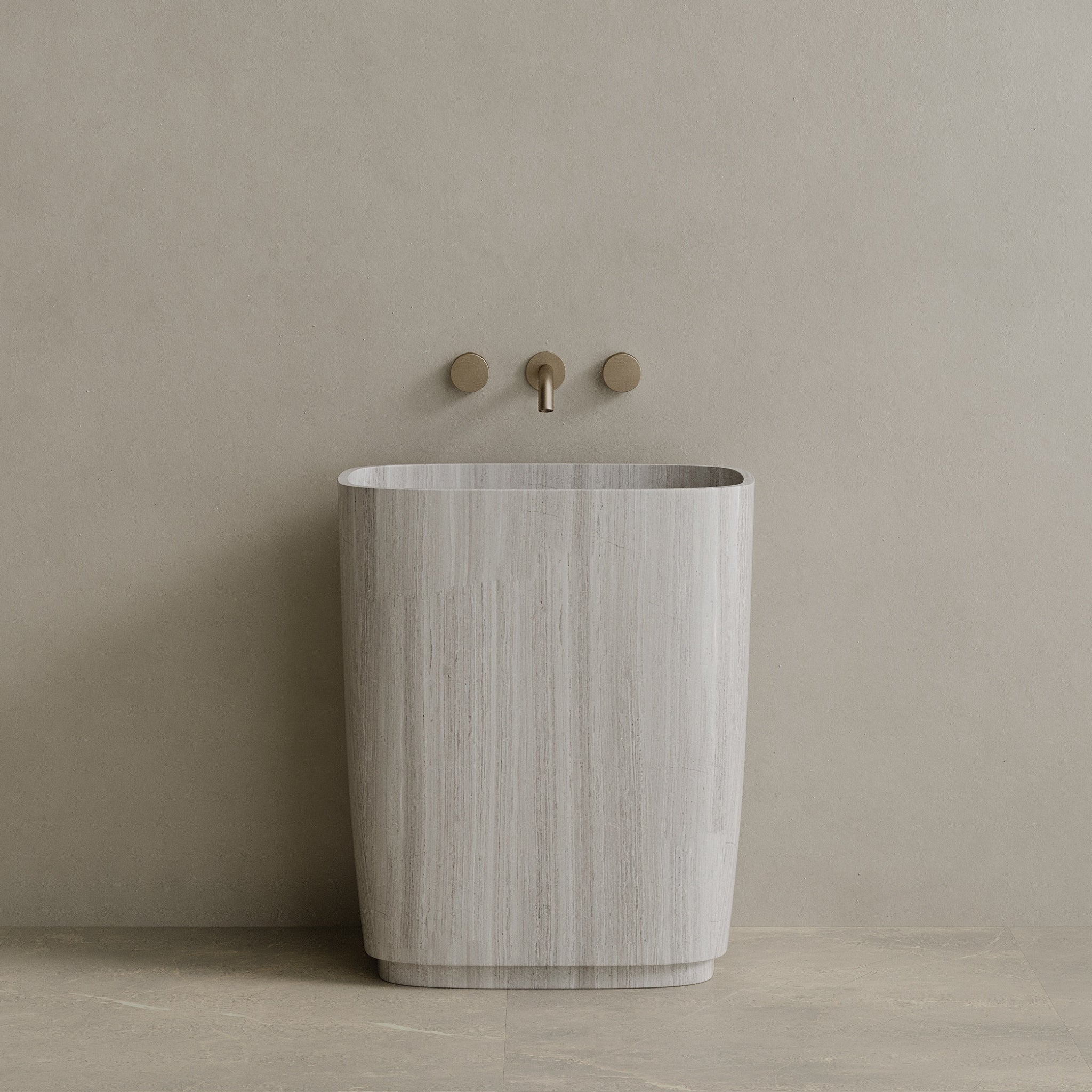Ovola Handcrafted Stone Pedestal Sink