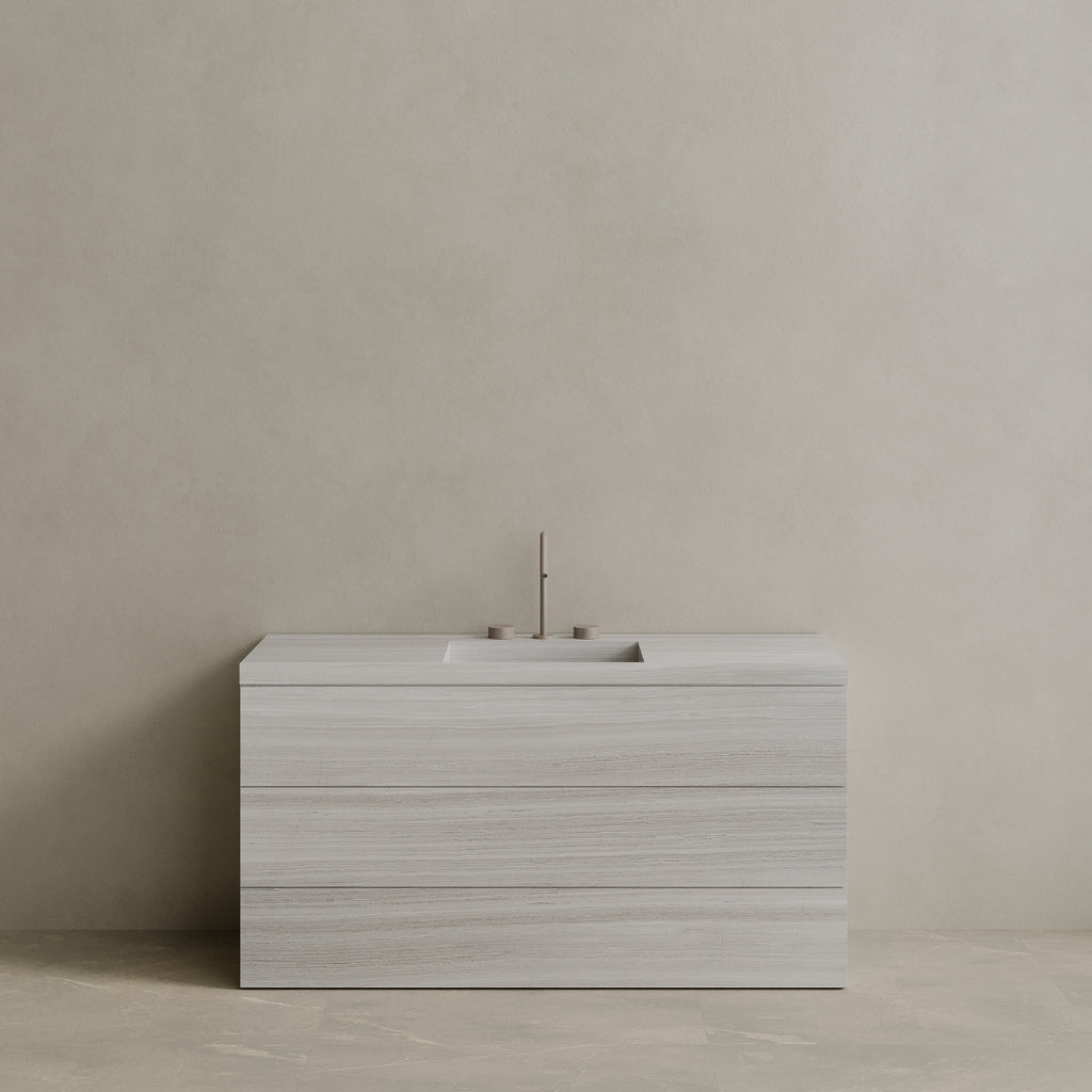 Single Sink Freestanding Handcrafted Marble Vanity with Drawers