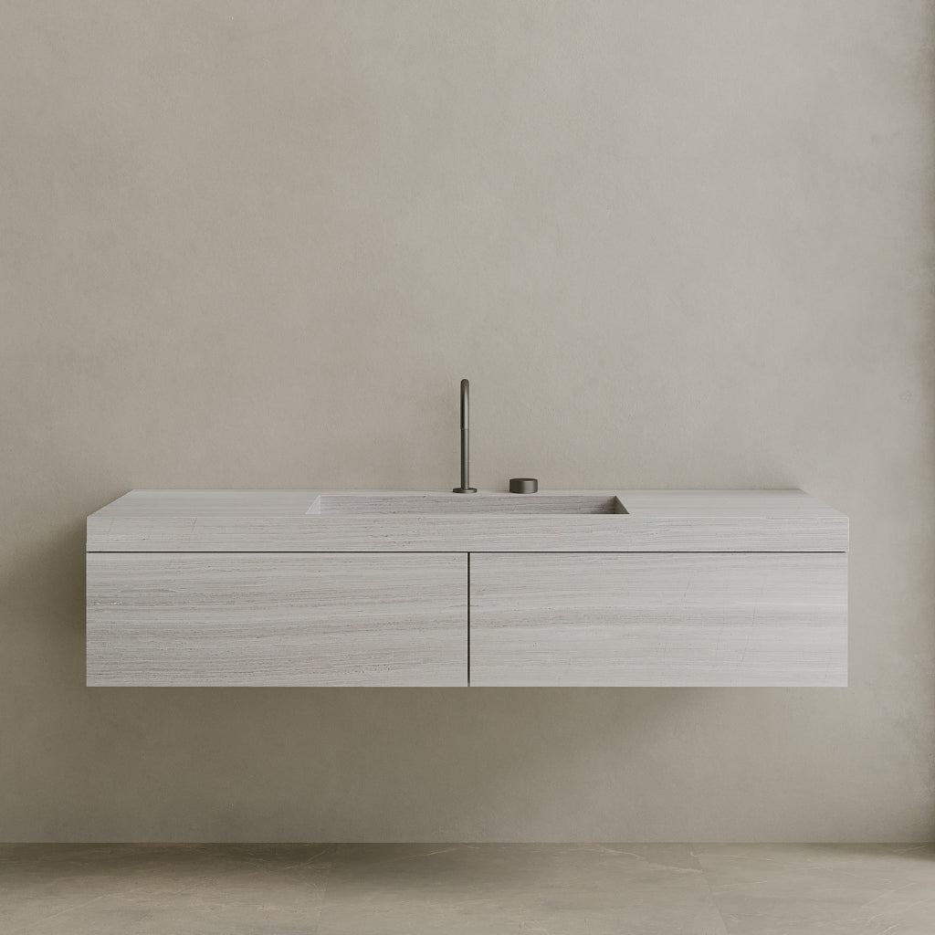 Single Sink Floating Handcrafted Marble Vanity