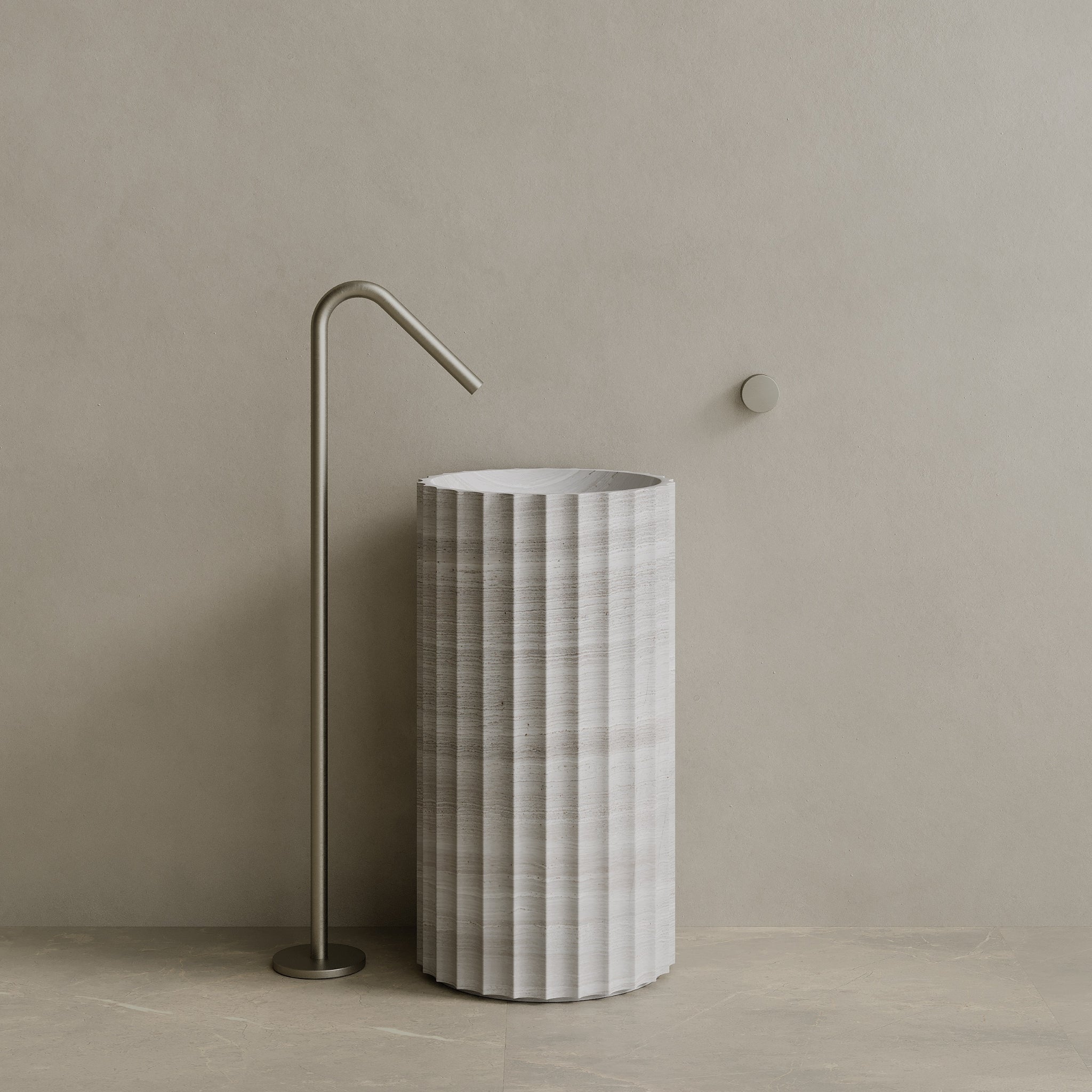 Cavo Handcrafted Fluted Stone Pedestal Sink