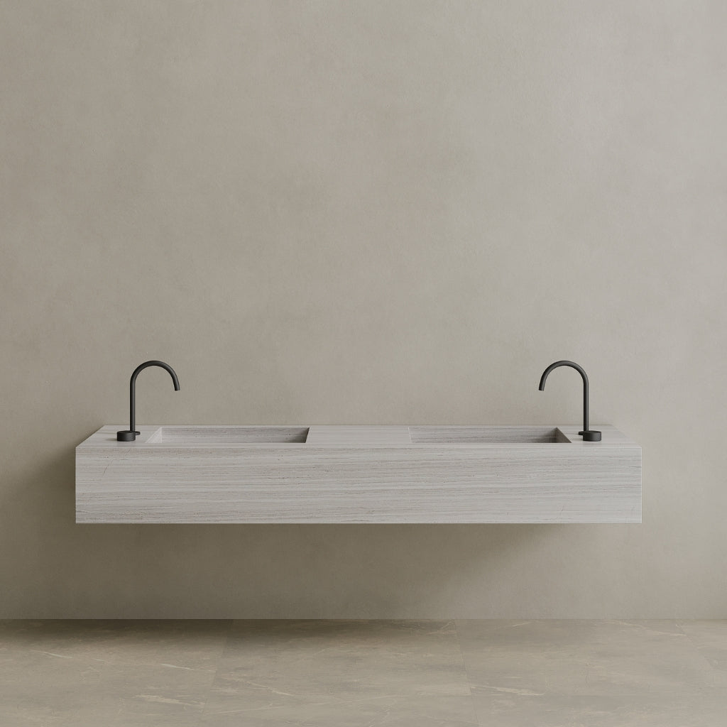 Double Sink Floating Handcrafted Marble Vanity