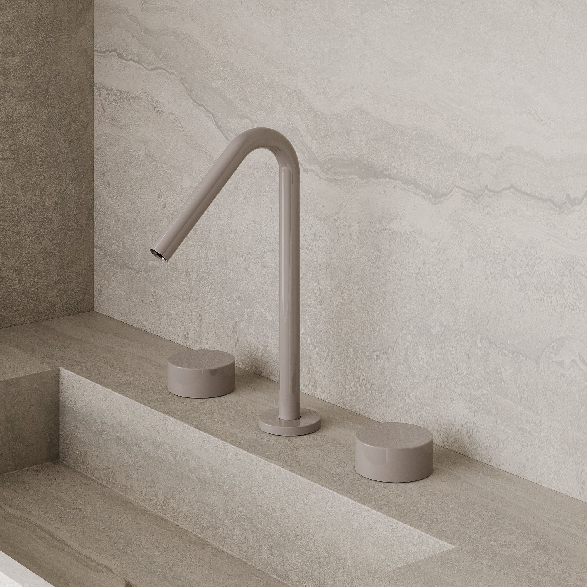 Modern Angled Counter-Mounted Faucet with Knob-Style Controls