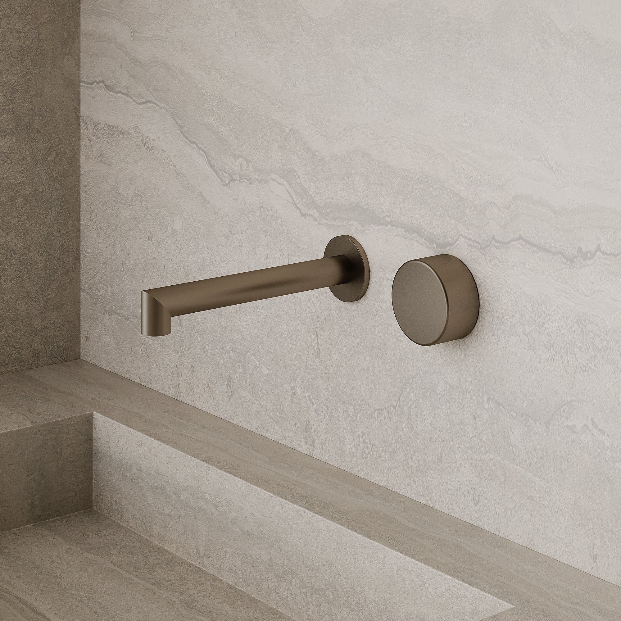 Modern Square Wall-Mounted Faucet with Knob Style Control