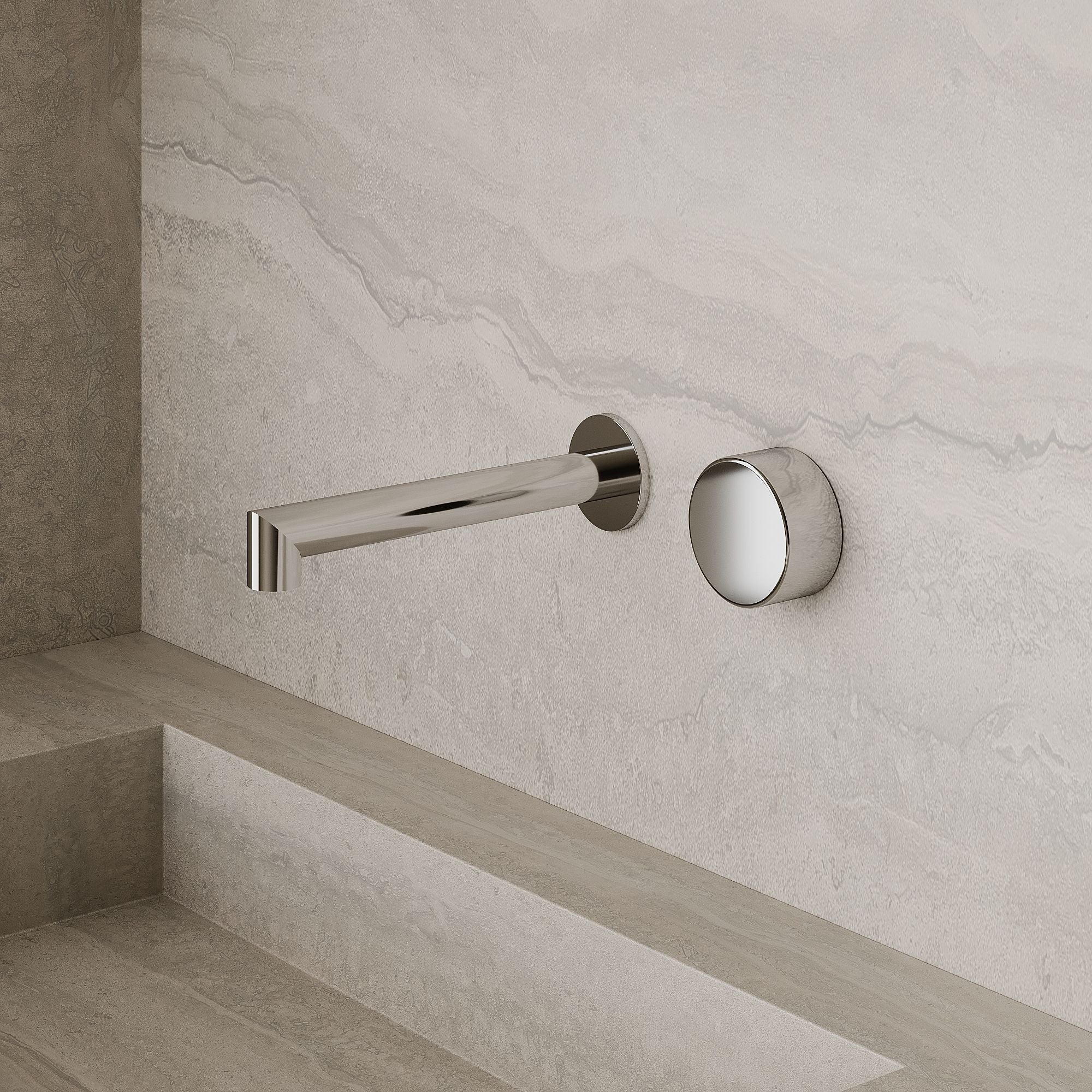 Modern Square Wall-Mounted Faucet with Knob Style Control