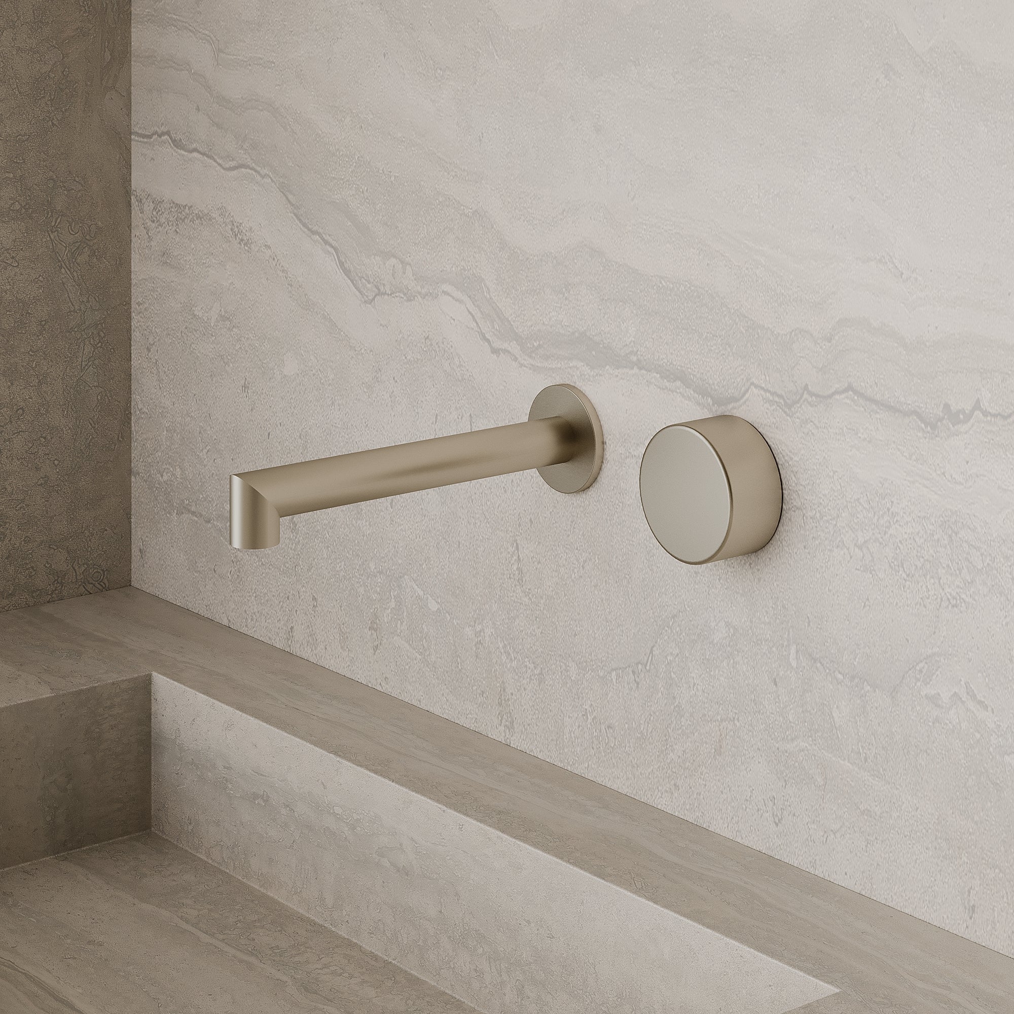 Modern Square Wall-Mounted Faucet with Knob Style Control