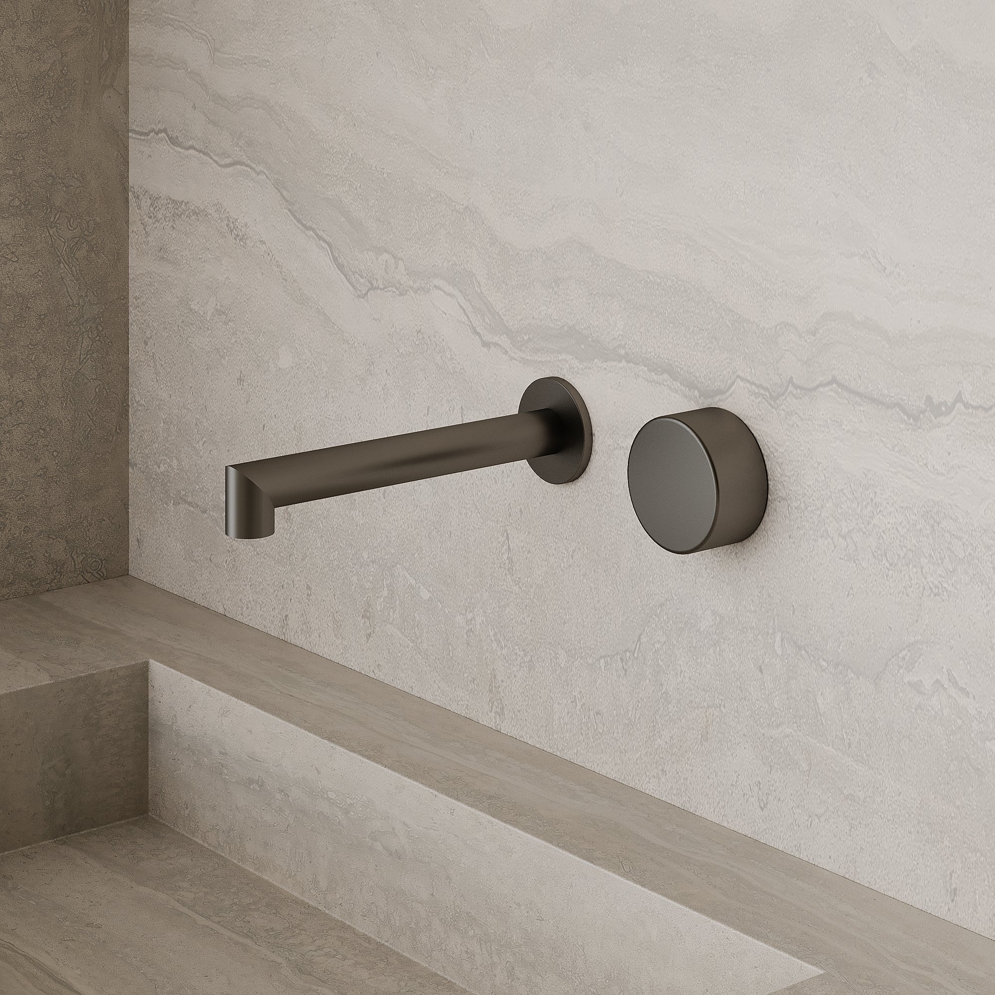 Modern Square Wall-Mounted Faucet with Knob Style Control